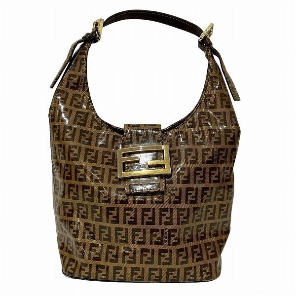 Fendi Zucchino Handbag - Brown, Patent Leather