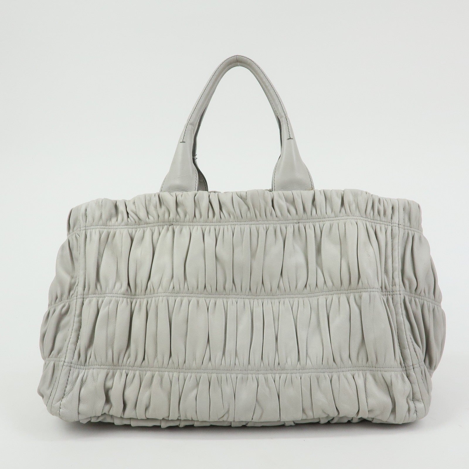 Prada Tote Hand Bag - Gray, Nappa Gaufre Leather
