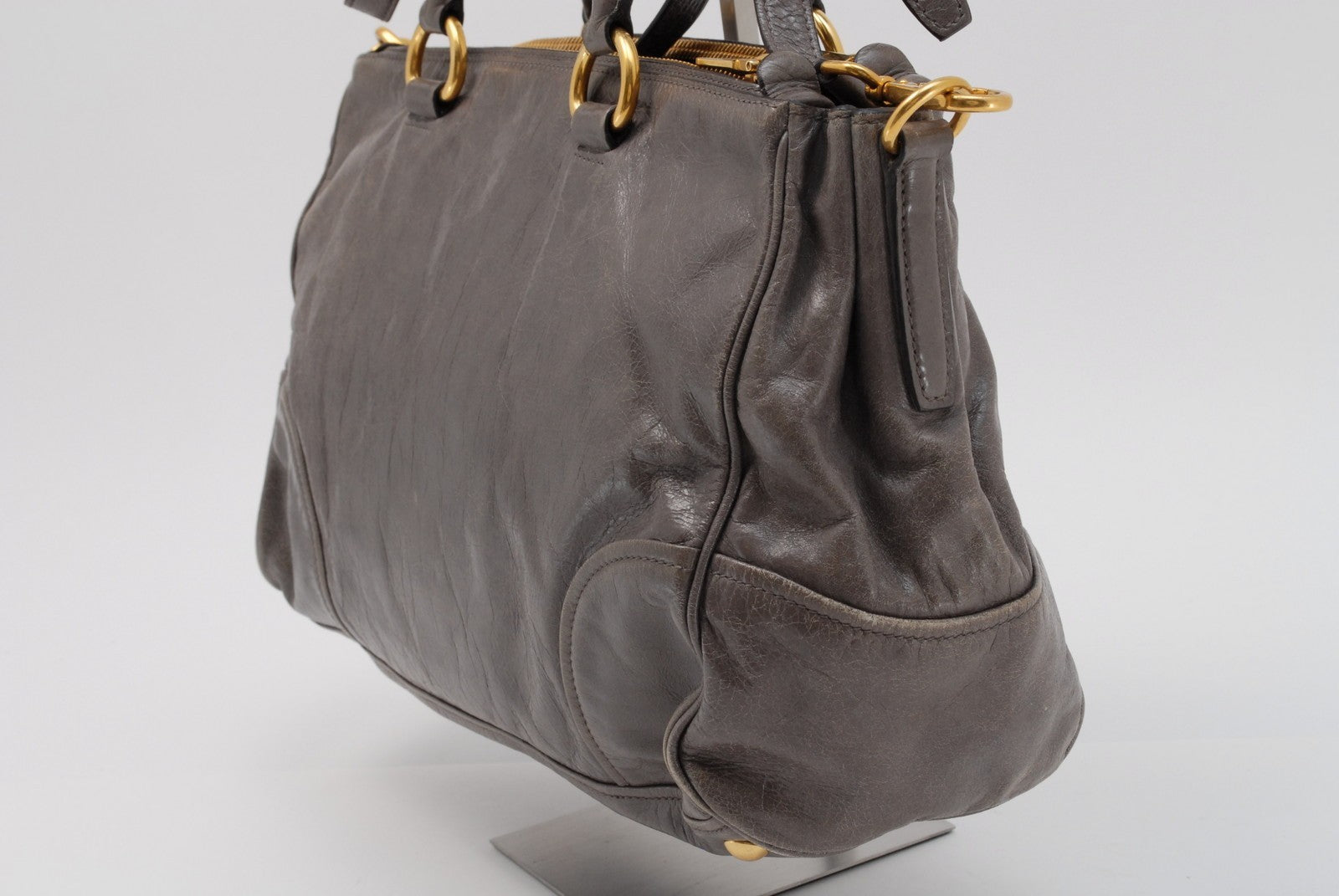 Miu Miu 2Way Satchel Handbag - Gray, Leather