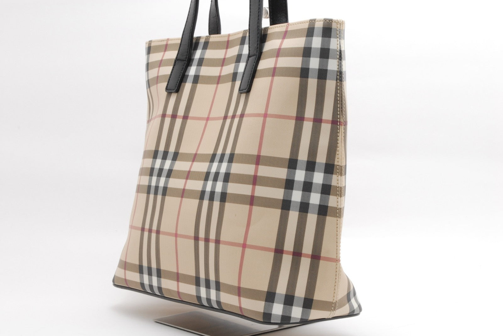 Burberry Nova Check Tote Bag - Black Beige, PVC Leather