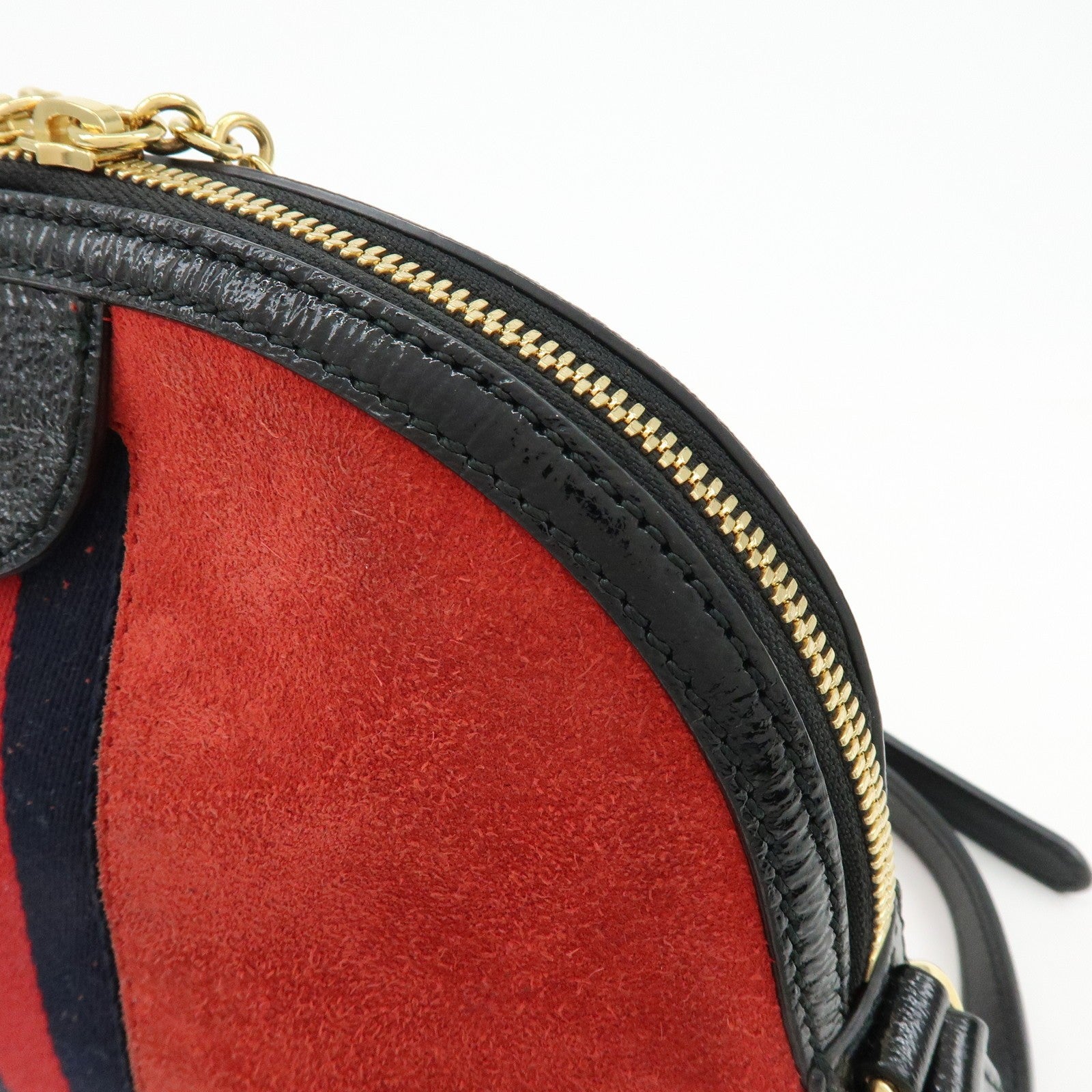 Gucci Suede Shoulder Crossbody Bag - Red Navy, Suede