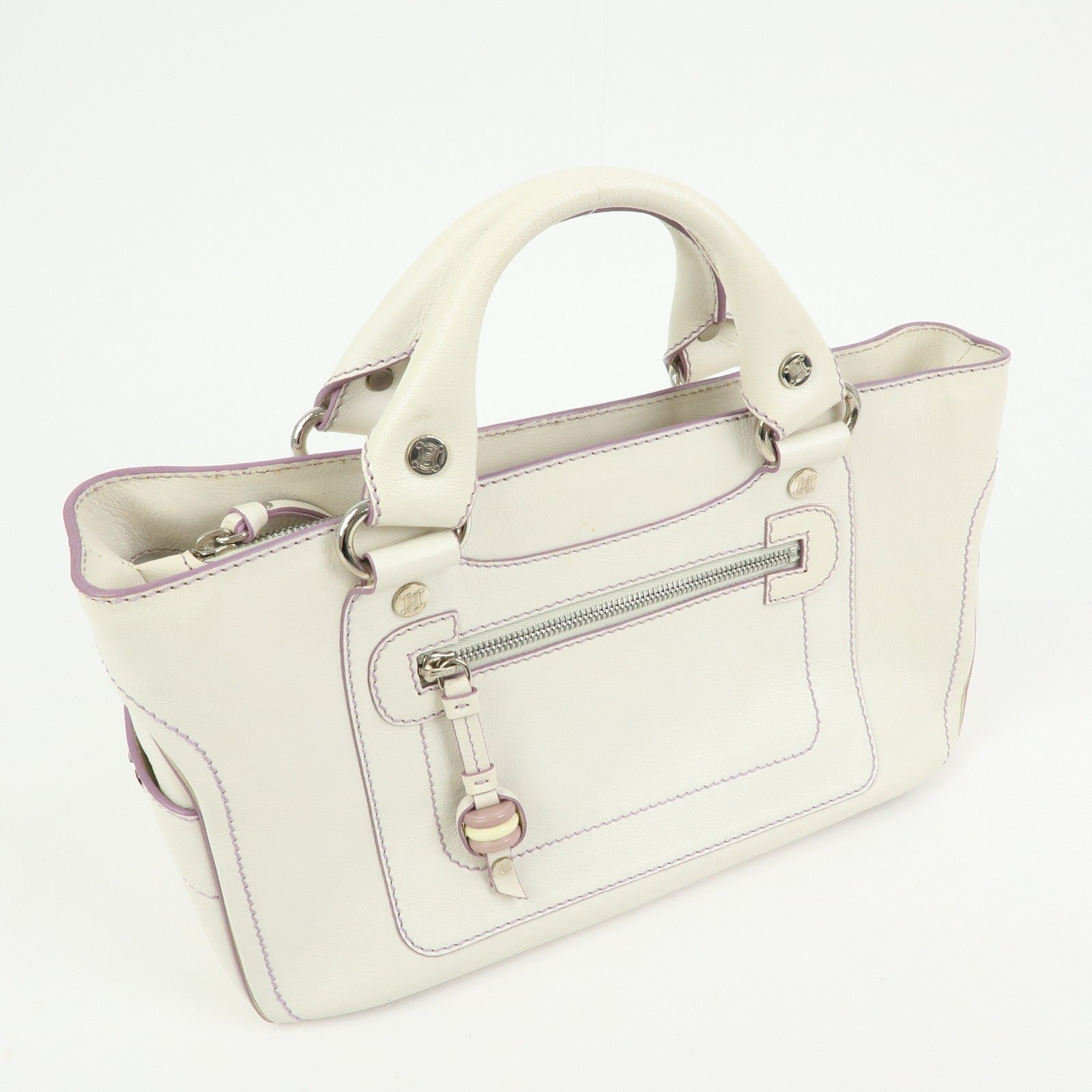 Celine Boogie Bag Handbag - White, Purple, Leather