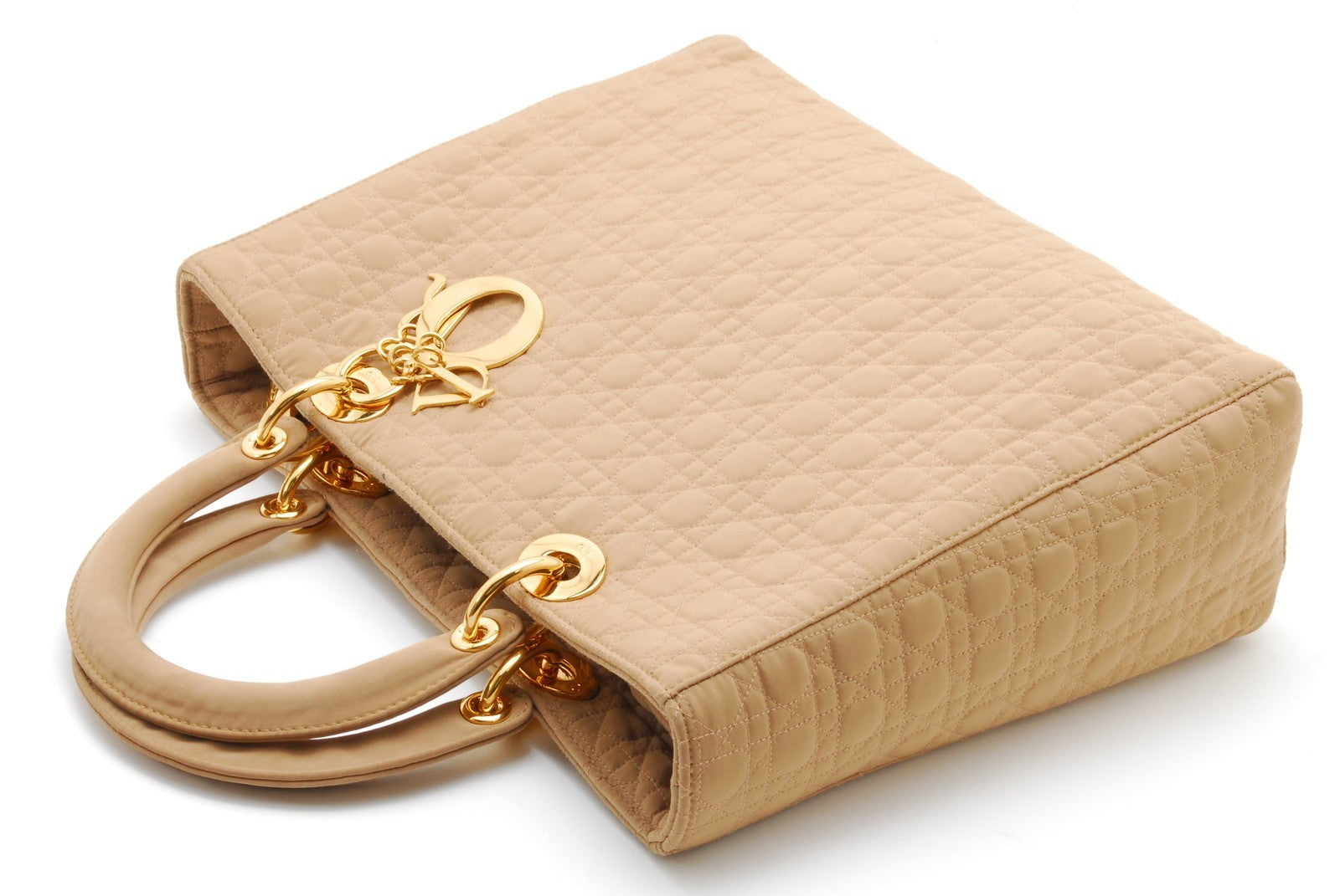 Christian Dior Lady Dior Tote Hand Bag - Beige, Nylon