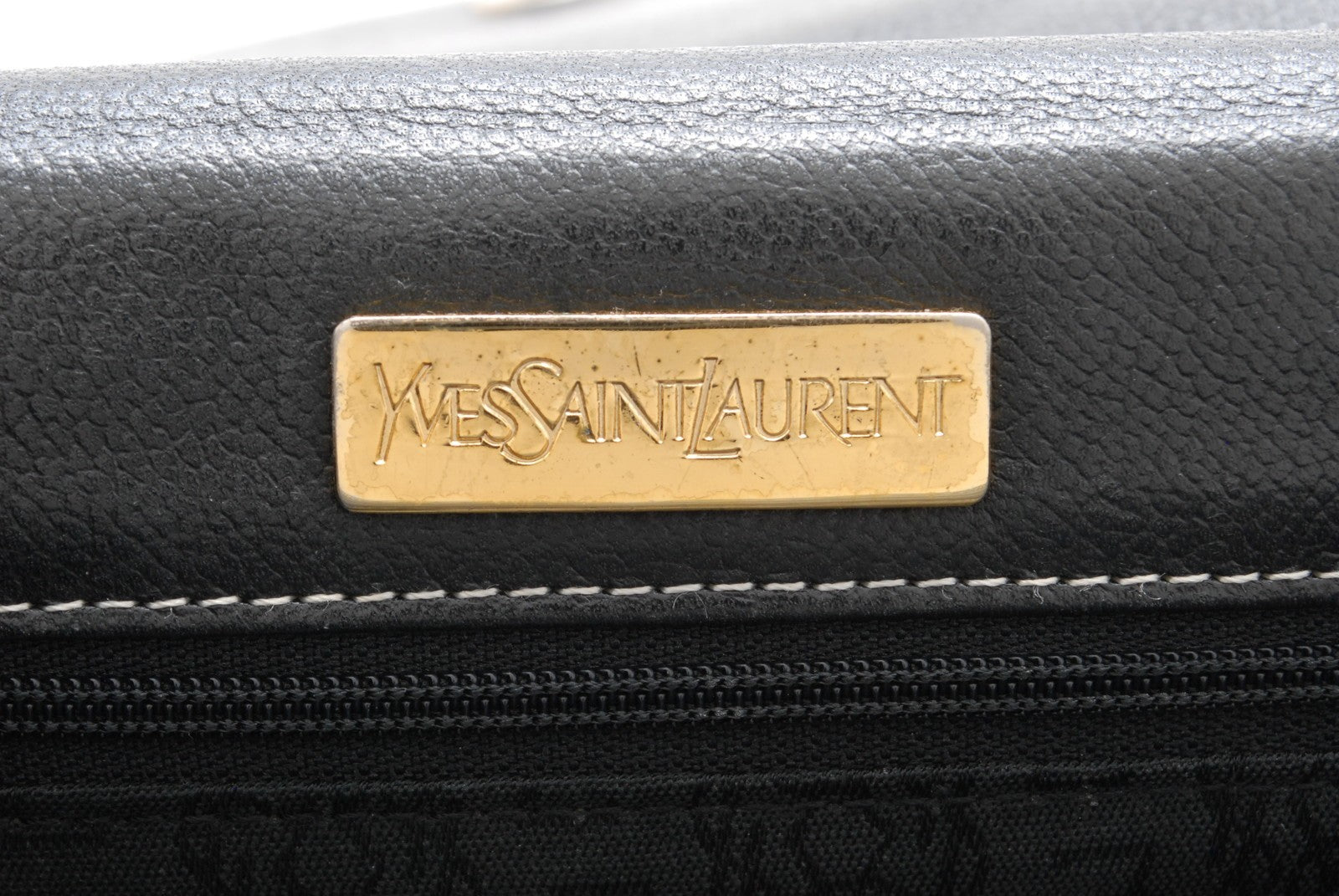 Saint Laurent Yves Vintage Shoulder Tote Stitch Bag - Black, Leather 