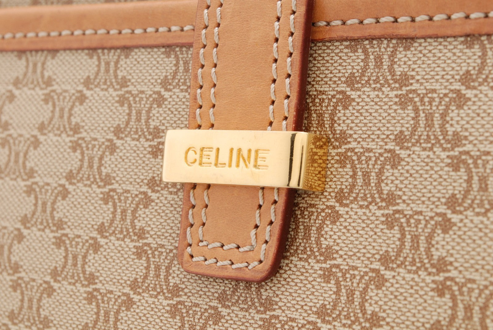Celine Macadam Shoulder Bag - Beige, PVC Coated Canvas