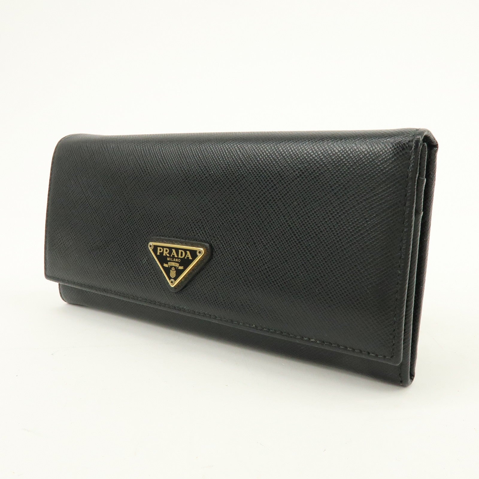 Prada Triangle Logo Wallet - Black, Saffiano Leather