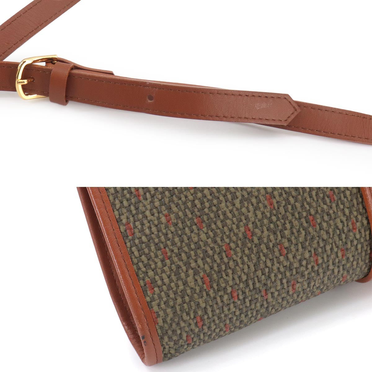 Yves Saint Laurent Shoulder Clutch Bag - Brown and Green, PVC and Leather