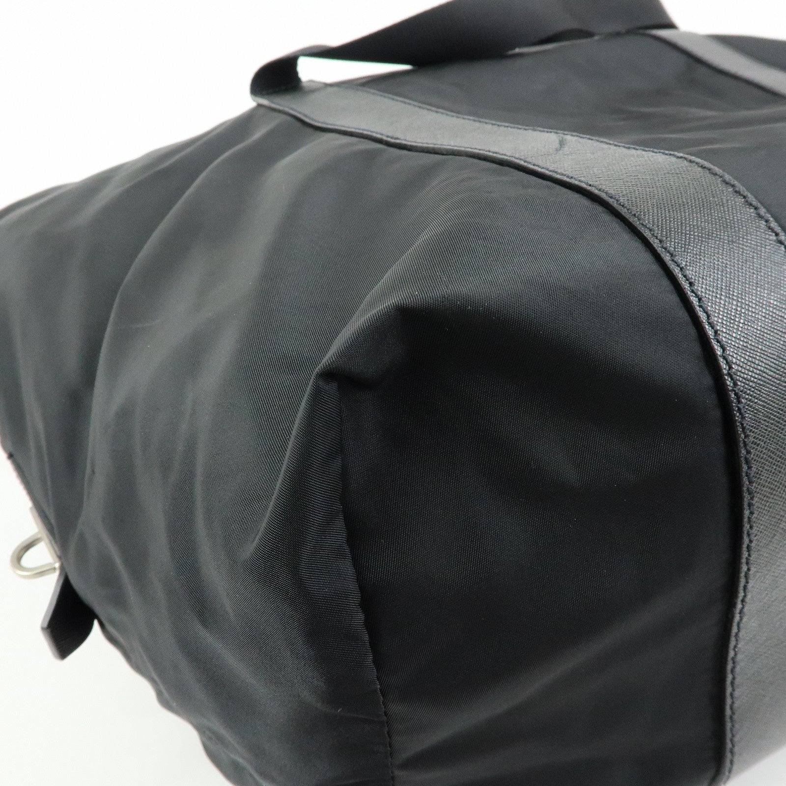 Prada Triangle Logo Boston Hand Bag - Black, Nylon 