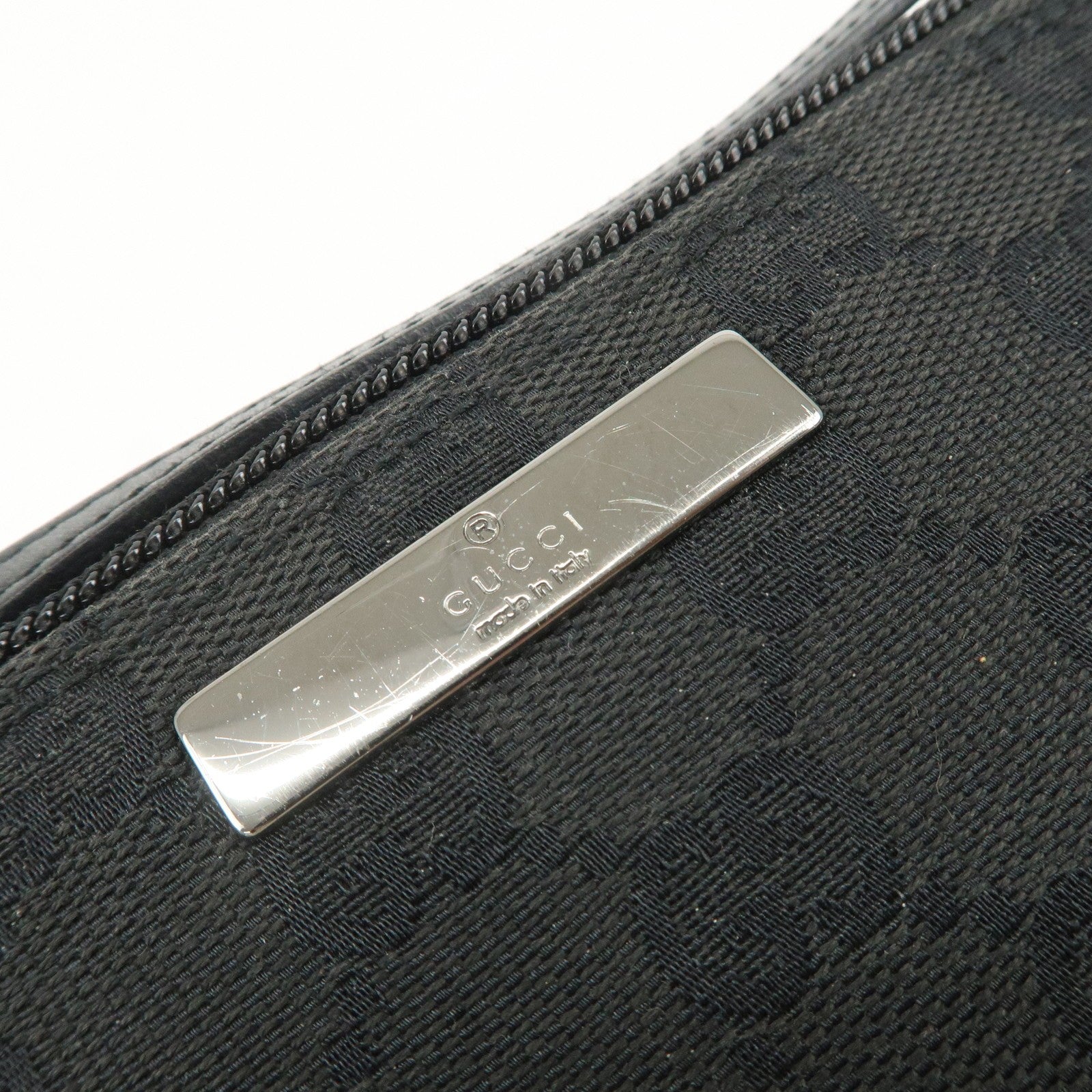 Gucci Boat Bag Hand Bag - Black, GG Canvas Leather 