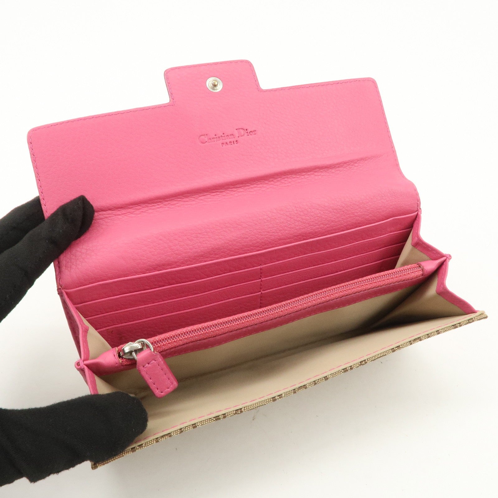 Christian Dior Trotter Wallet - Pink, Canvas Leather