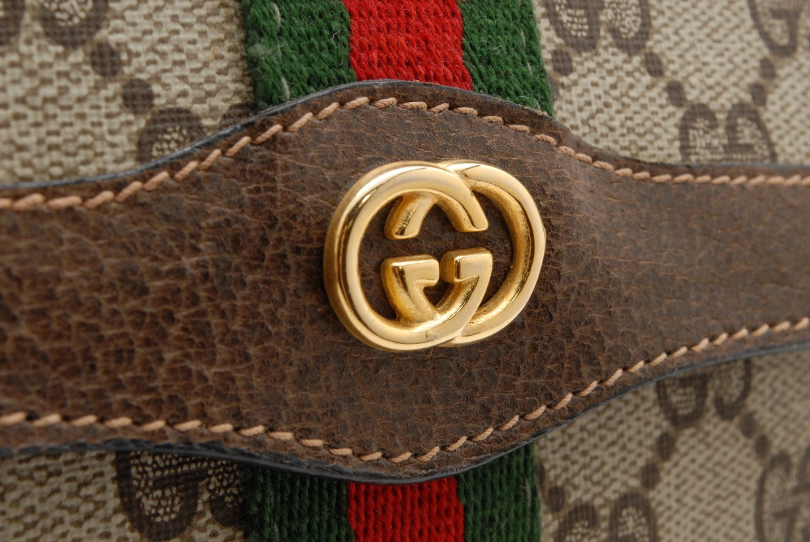 Gucci Sherry Clutch Bag - Beige Brown, PVC Leather