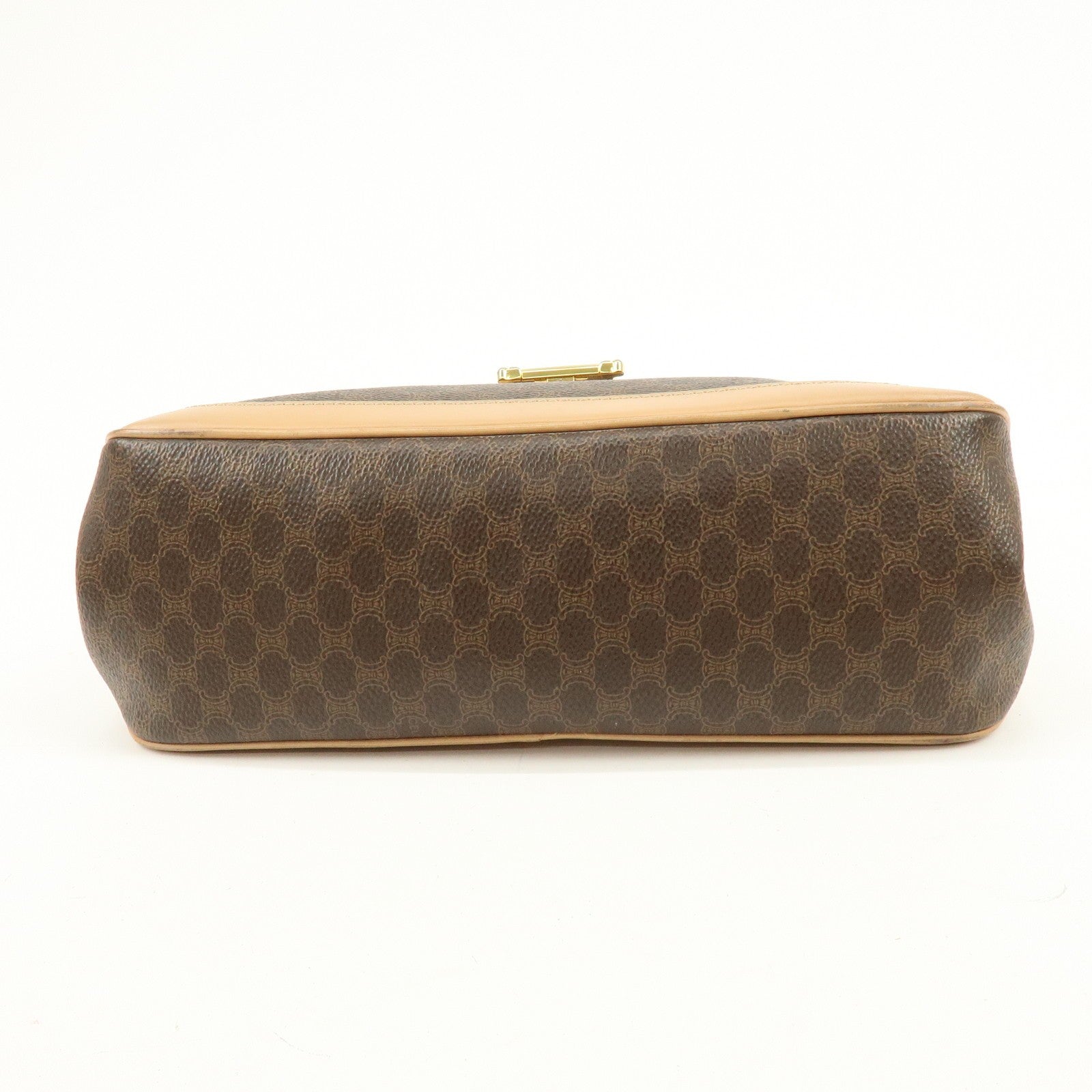 Celine Macadam Hand Bag - Brown Beige, PVC Leather 