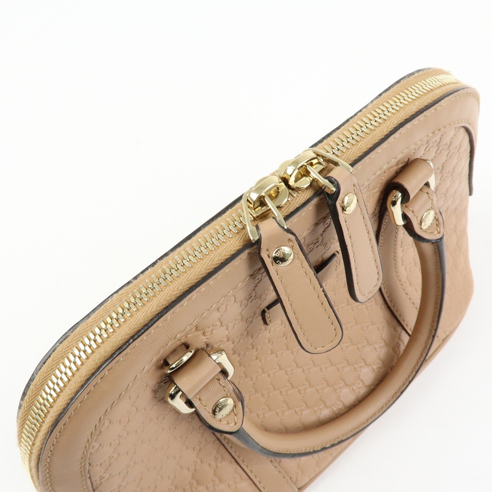 GUCCI Microguccissima Leather Bag Hand Bag Beige