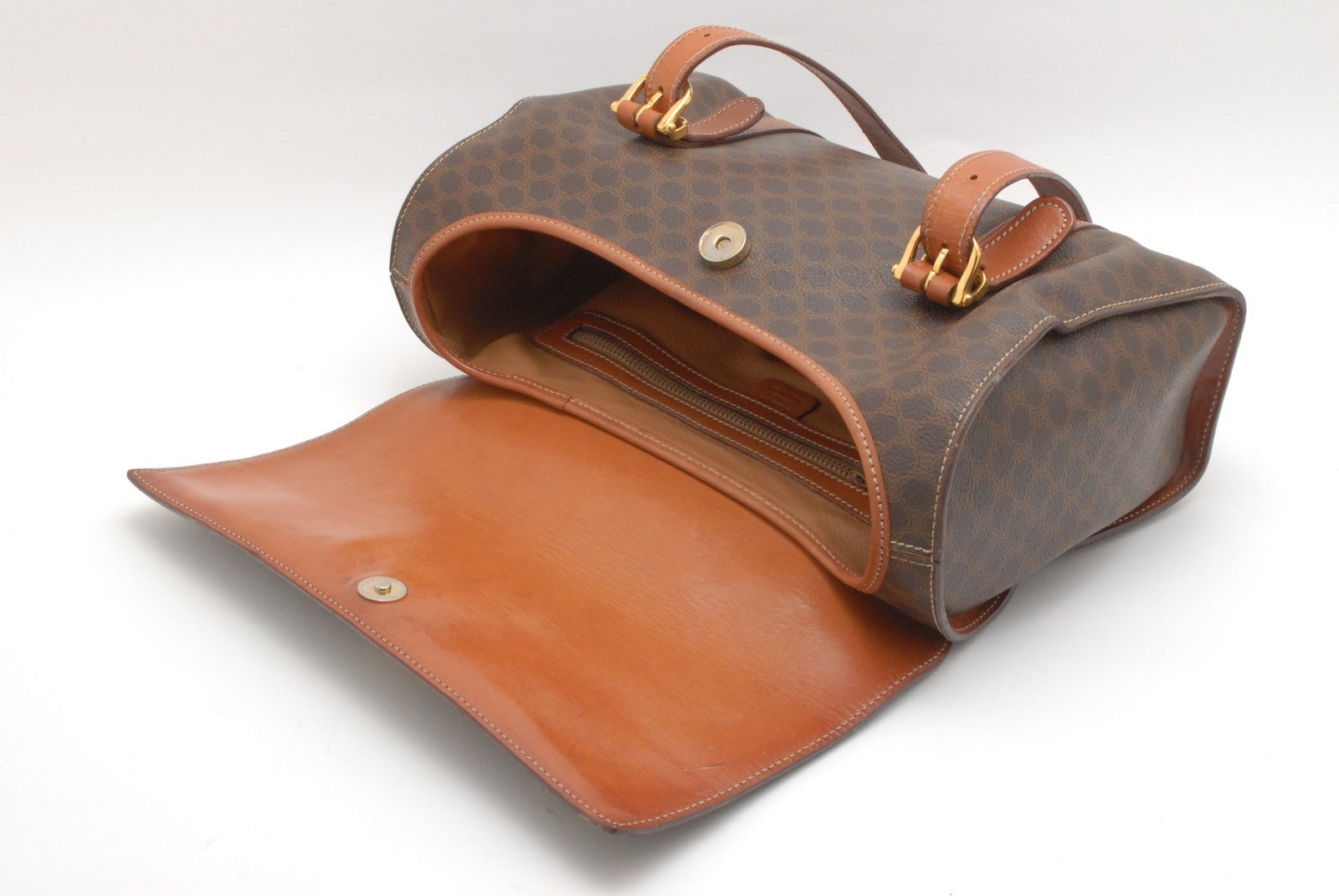 Celine Macadam Boston Handbag - Brown, PVC Leather