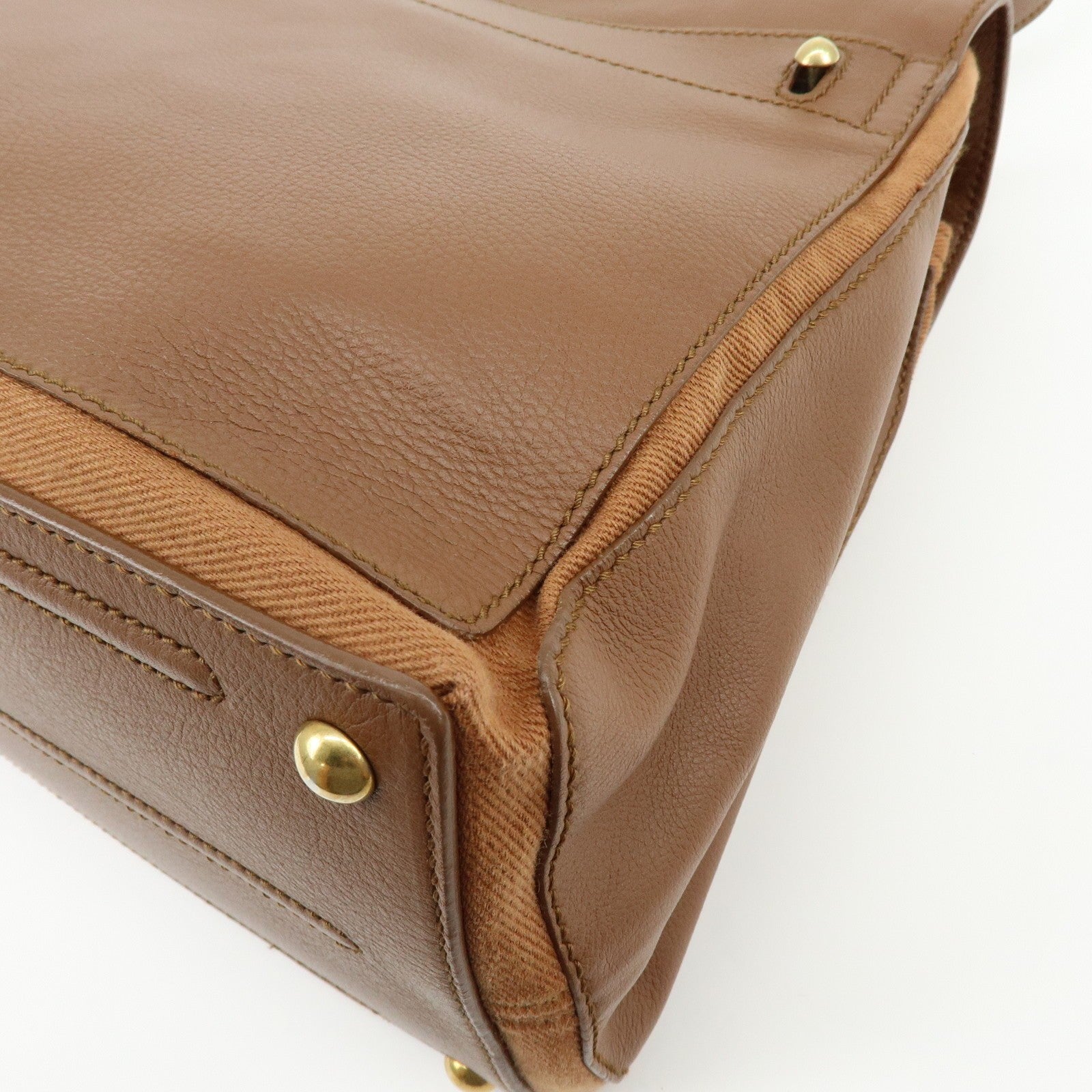 Saint Laurent Hand Bag - Brown, Leather and Canvas
