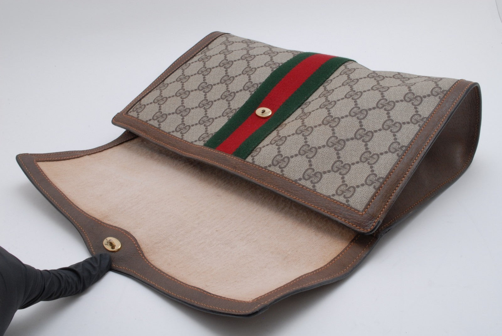 Gucci Sherry Clutch Bag - Beige Brown, PVC