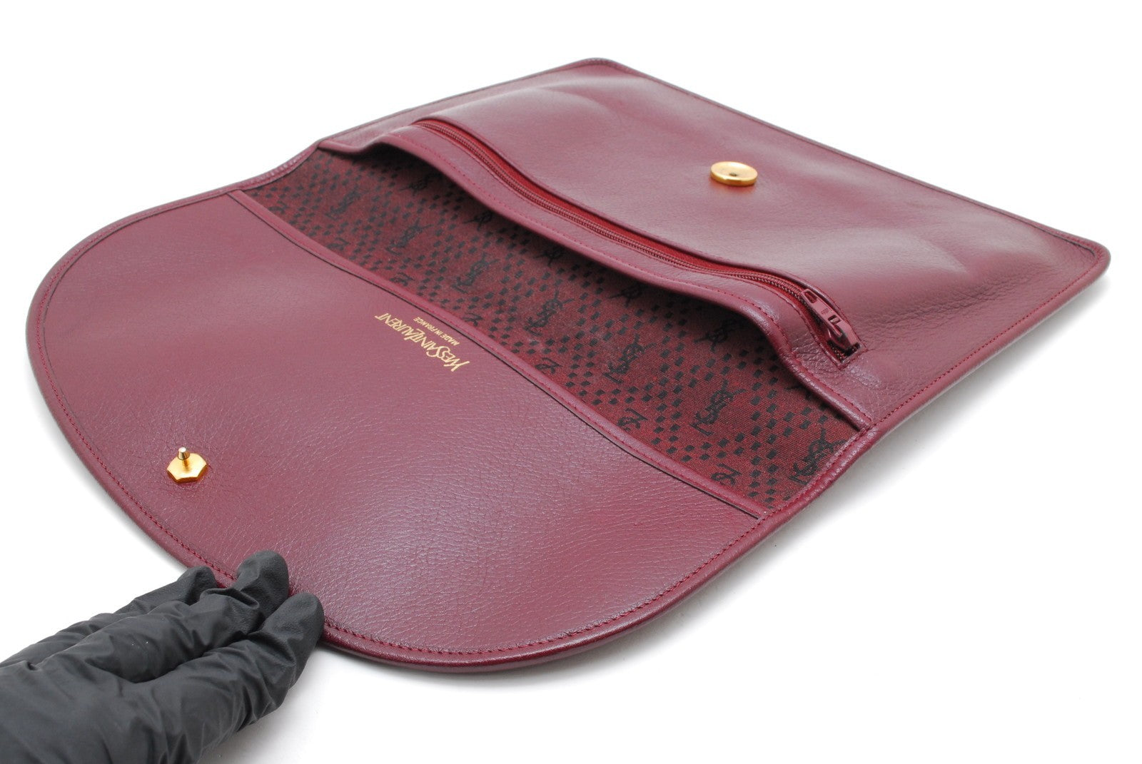 Yves Saint Laurent Quilted Clutch Bag - Red Bordeaux, Leather
