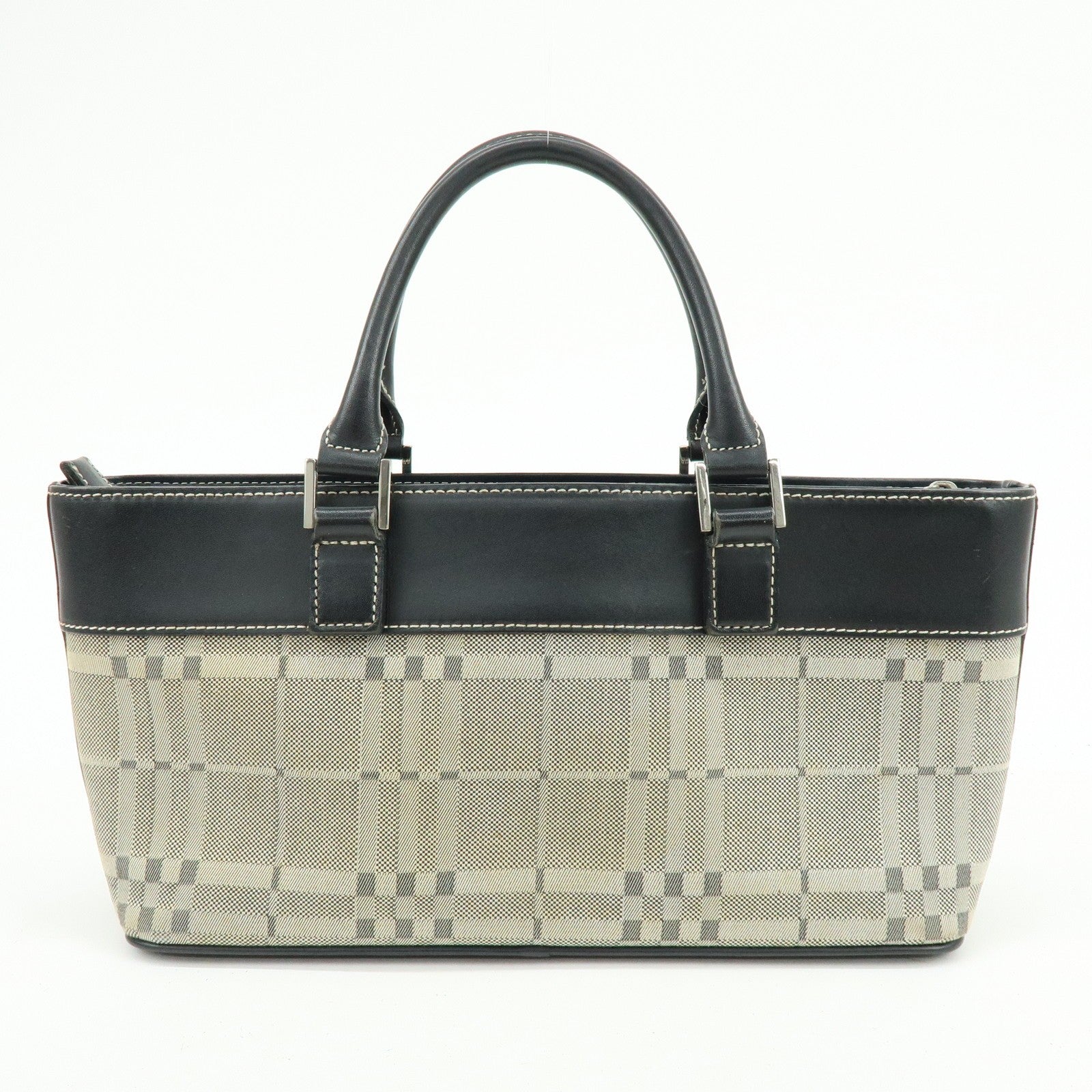 Burberry Hand Bag Tote Bag - Black, Canvas Leather