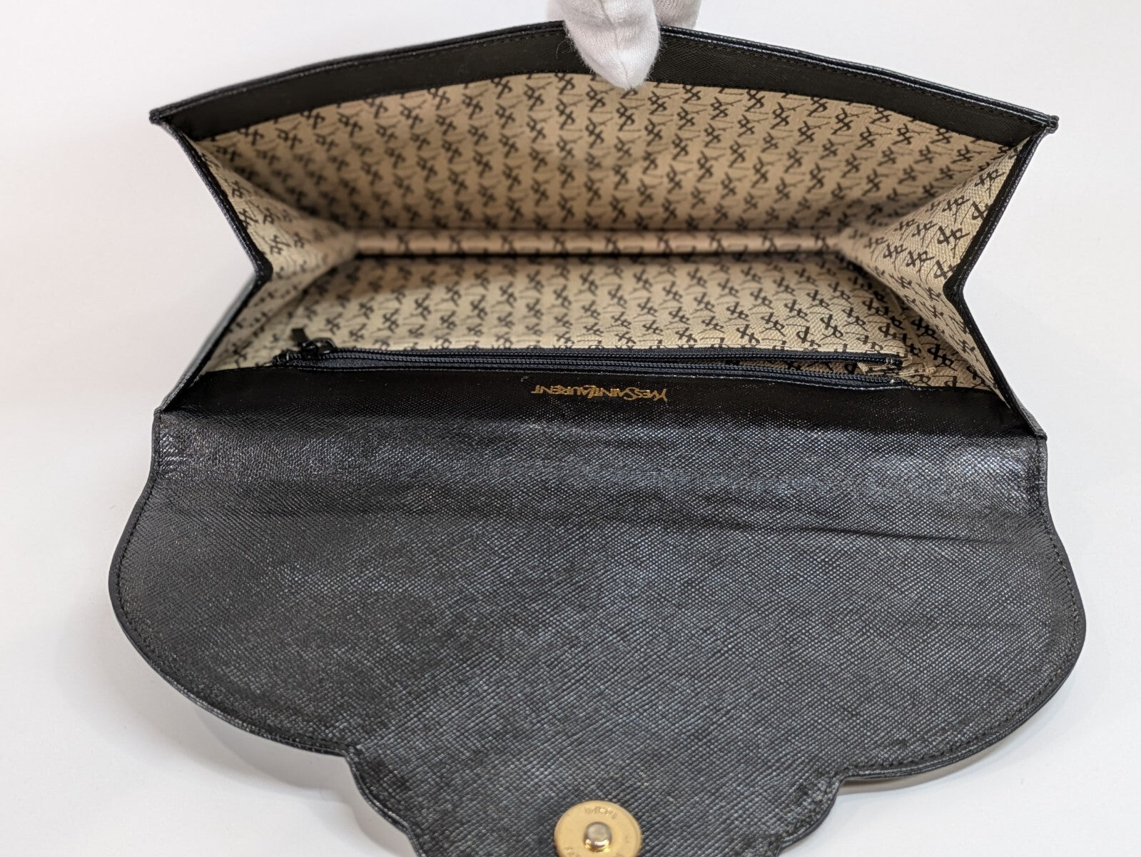 Saint Laurent Clutch Bag - Black, Leather Calfskin 