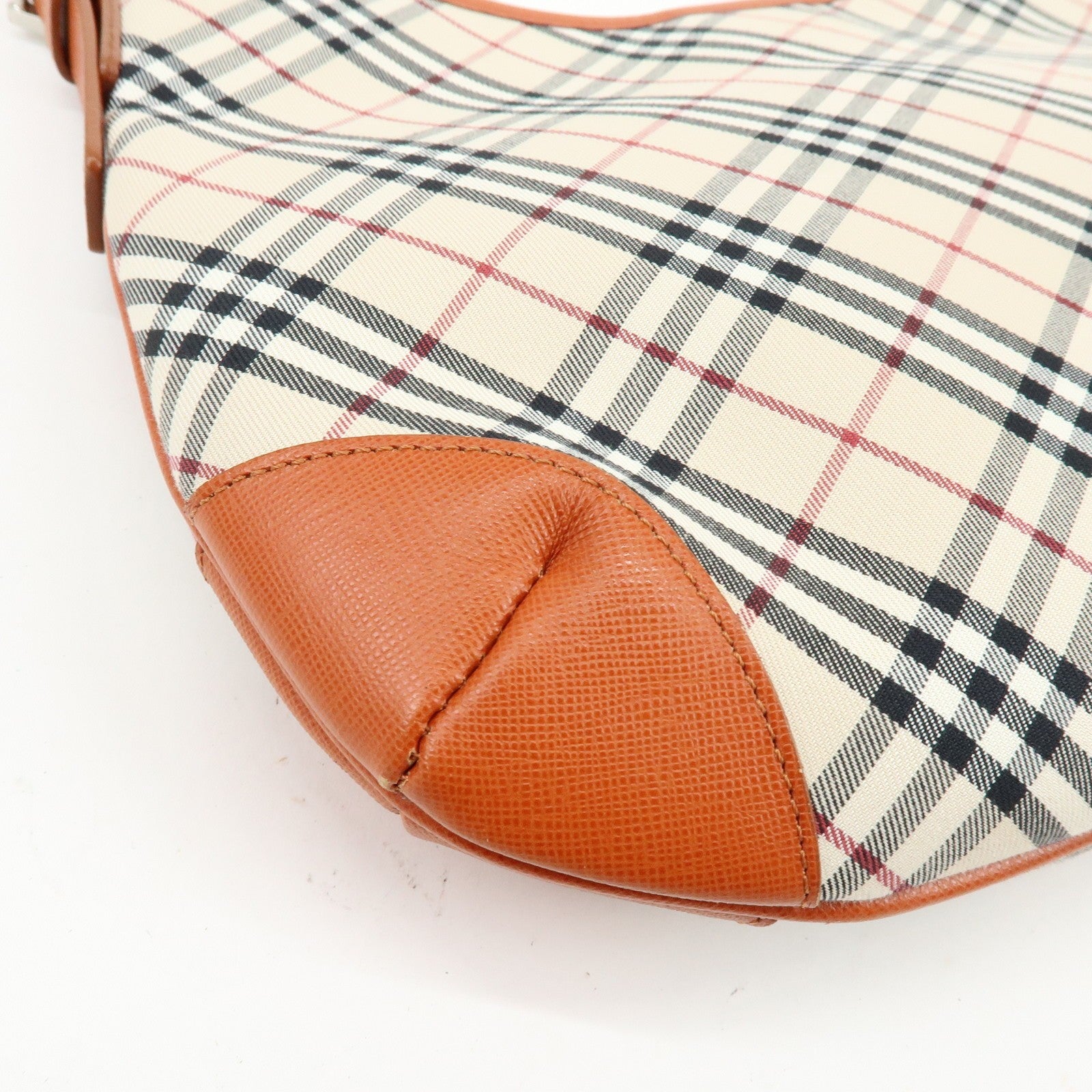 Burberry Nova Plaid Shoulder Bag - Beige, Canvas, Leather
