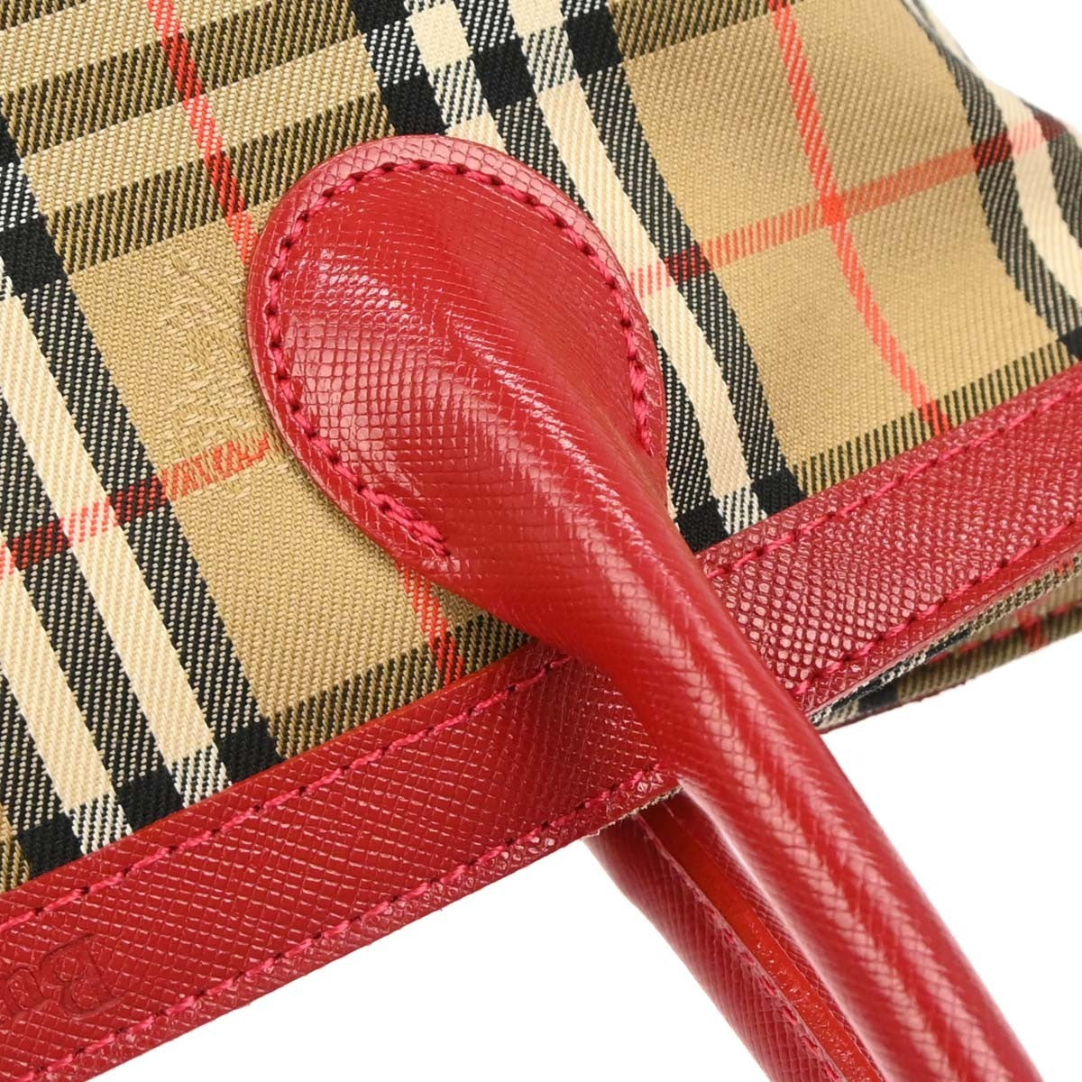 Burberrys House Check Tote Handbag - Beige Red, Canvas