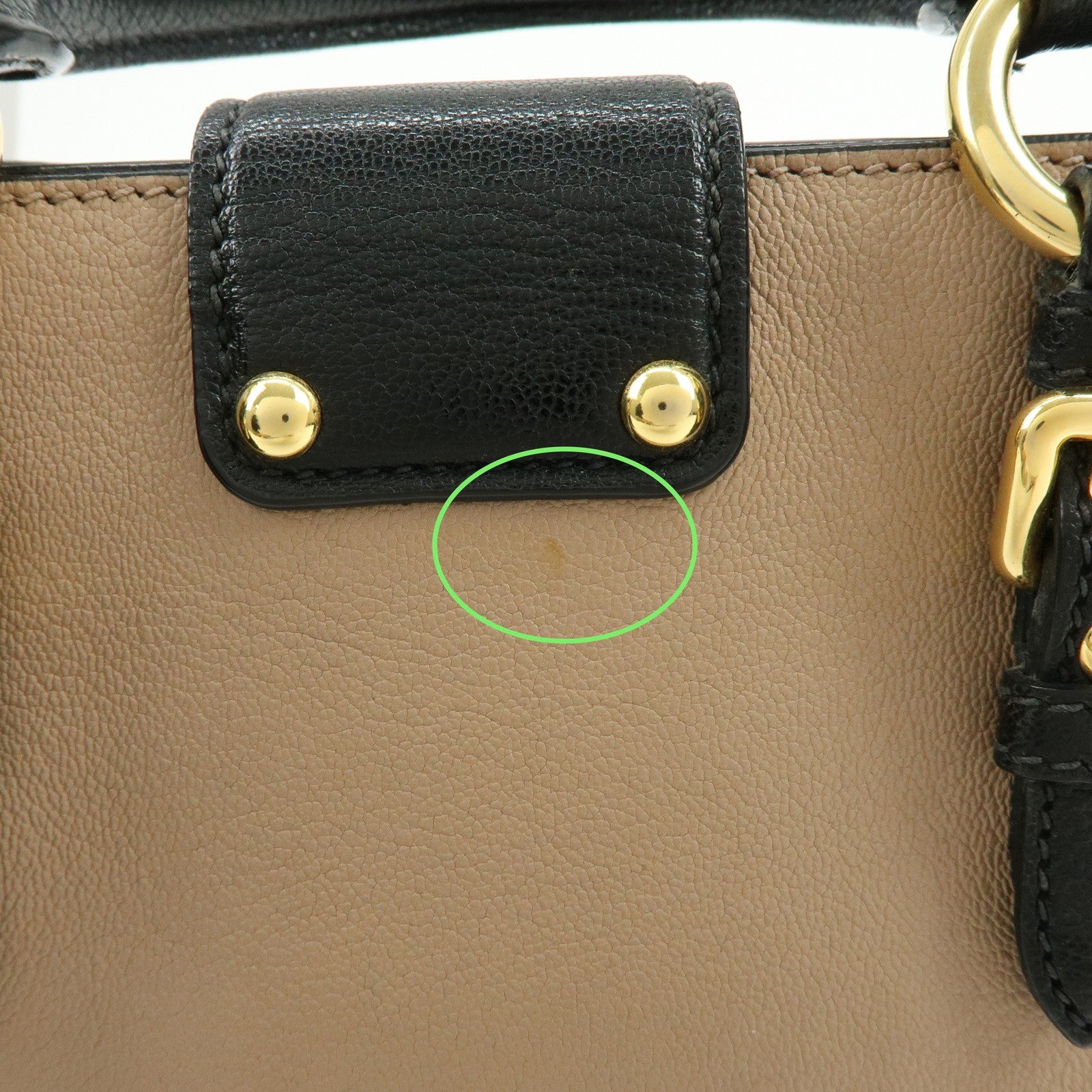 Miu Miu Hand Bag - Beige Black, Madras Leather