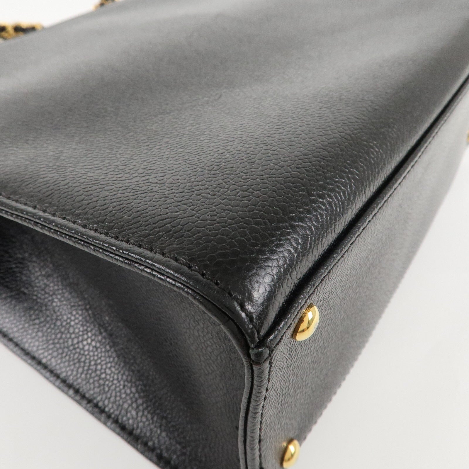 Chanel COCO Mark Caviar Skin Chain Tote Bag - Black/Gold, Caviar Skin