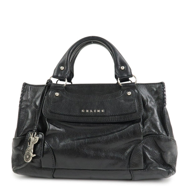 CELINE Boogie Bag Leather Hand Bag Tote Bag Black