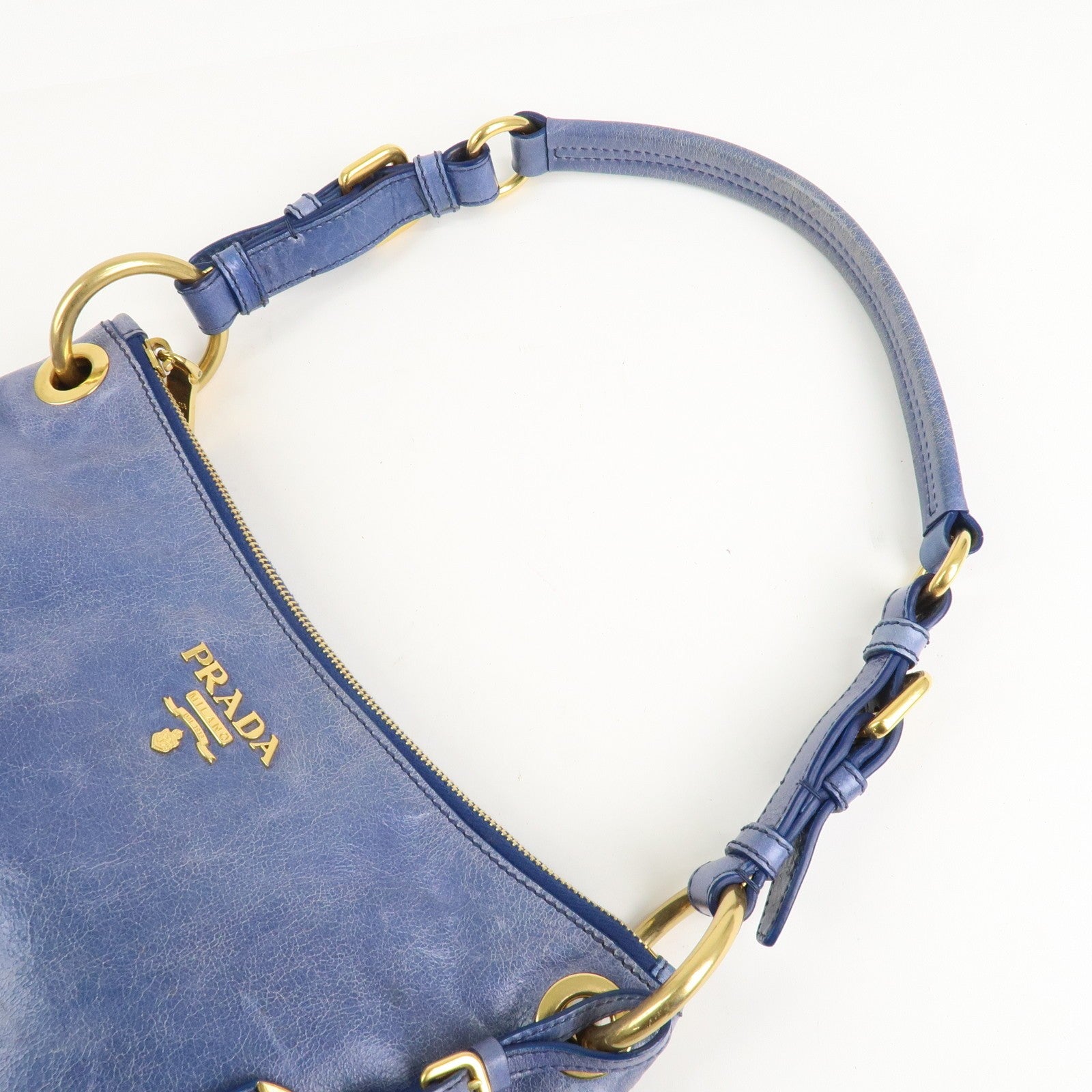 Prada Light Blue Leather Hand Bag