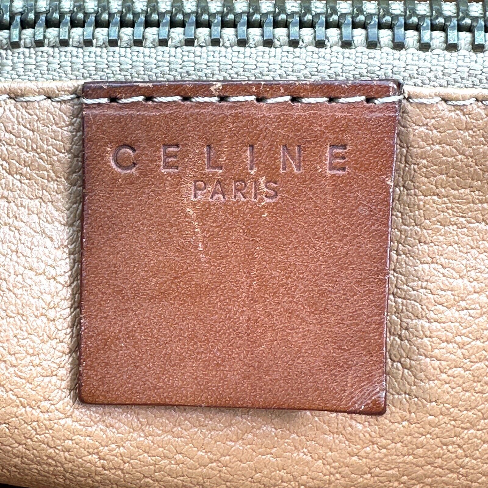 CELINE Macadam Canvas Boston Bag PVC Leather Brown