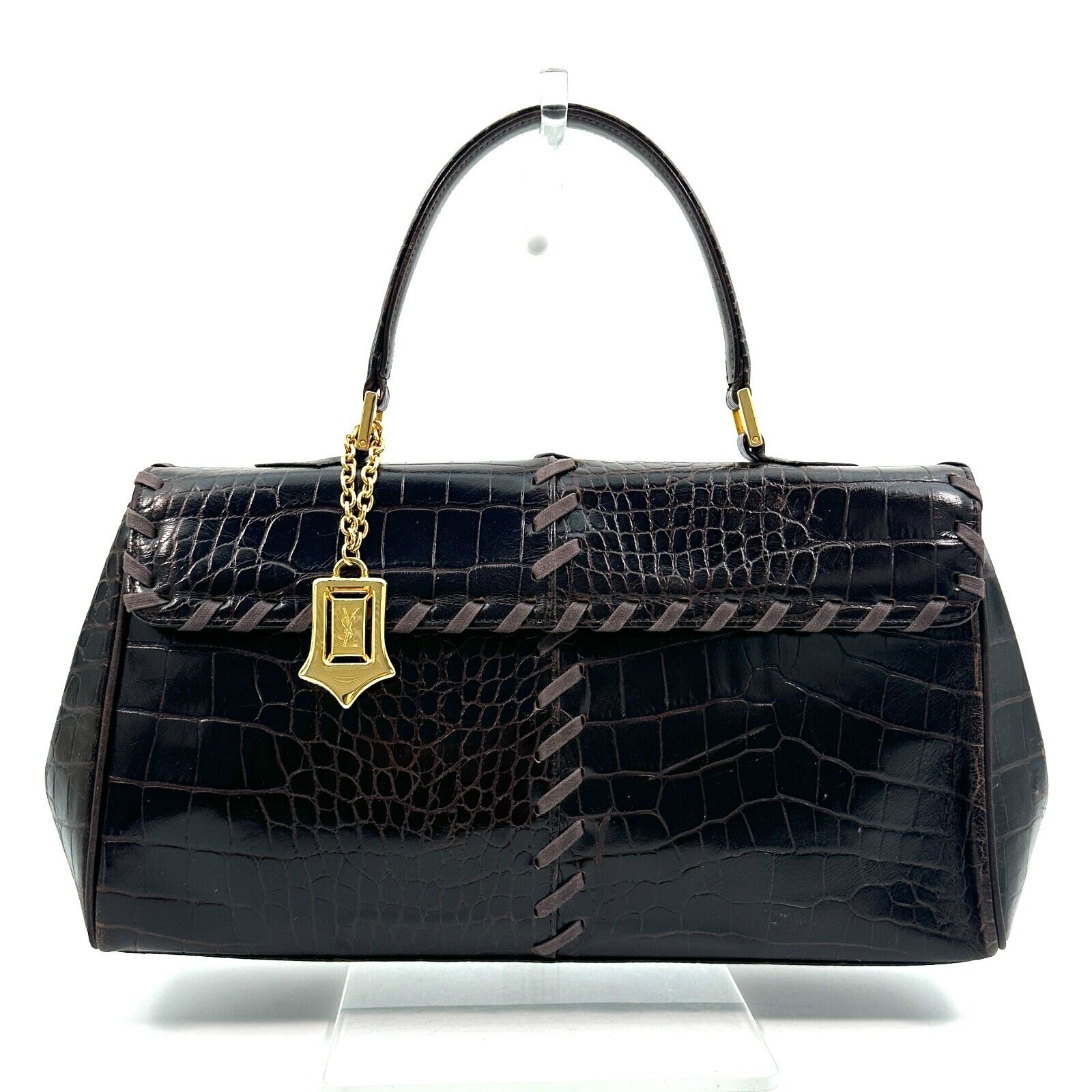 Yves Saint Laurent YSL Vintage Black Leather Toto Handbag
