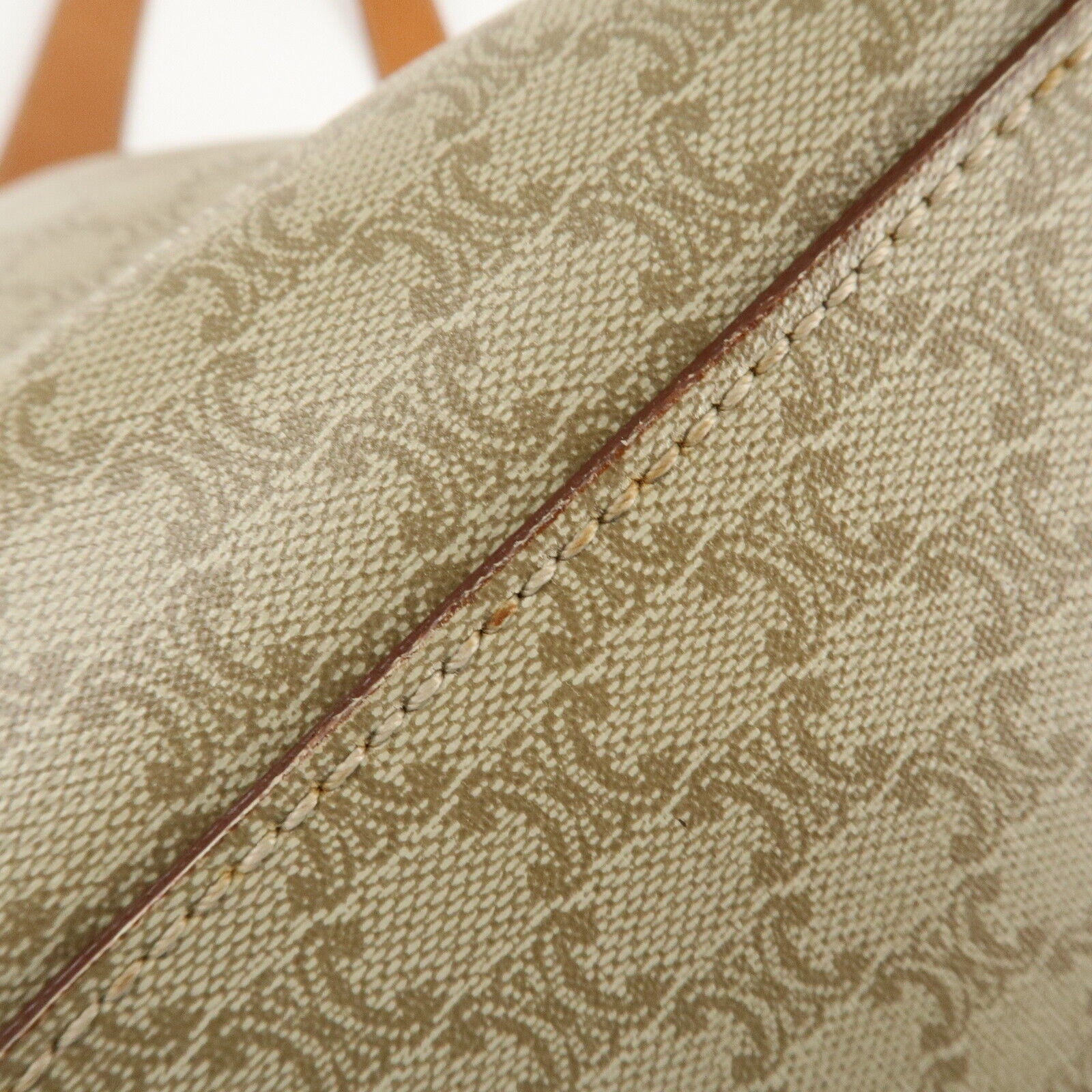 Celine Macadam PVC Leather Shoulder Bag Beige Brown Gold