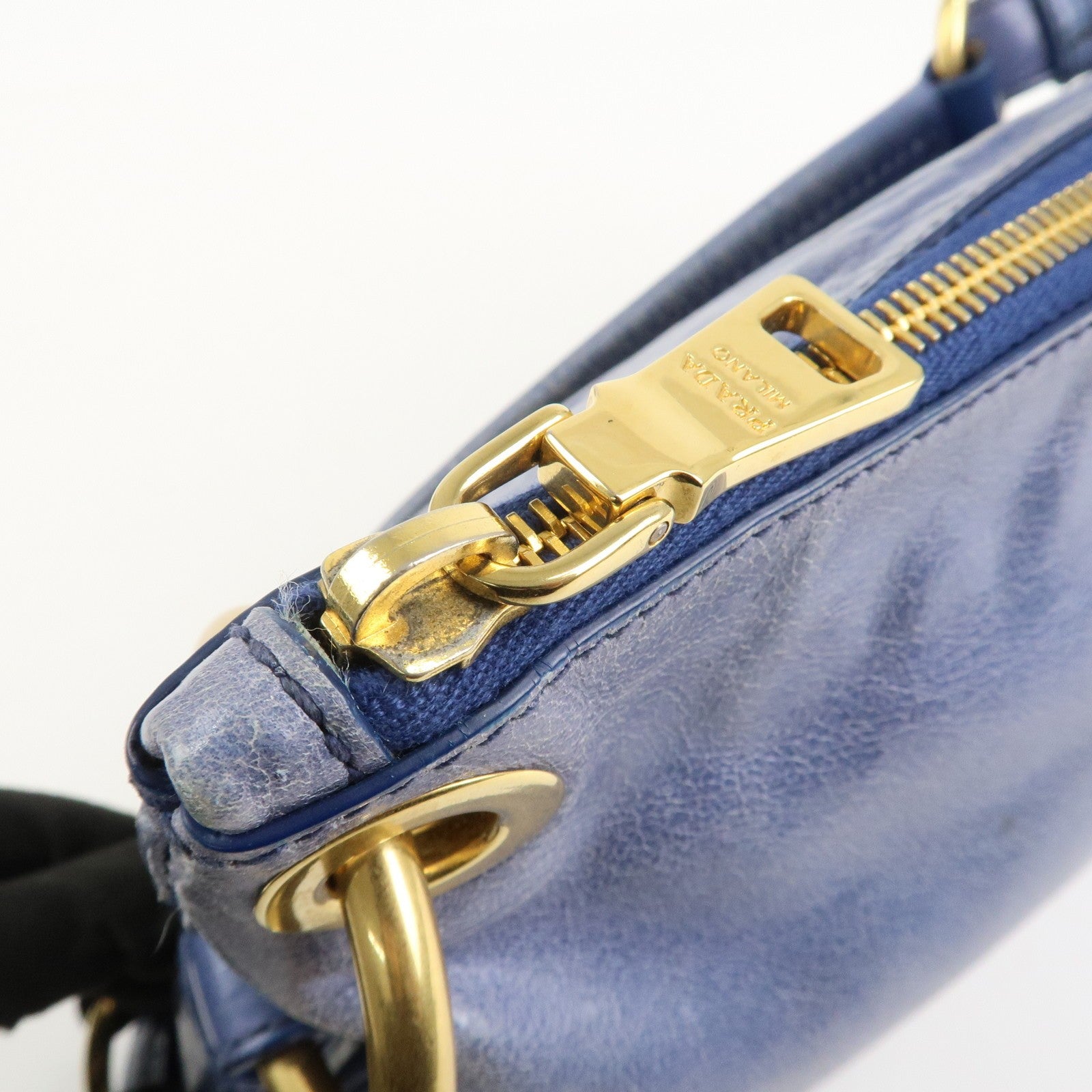 Prada Light Blue Leather Hand Bag