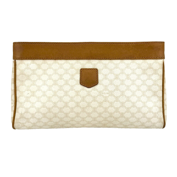 Celine Vintage Clutch Macadam PVC Ivory Leather