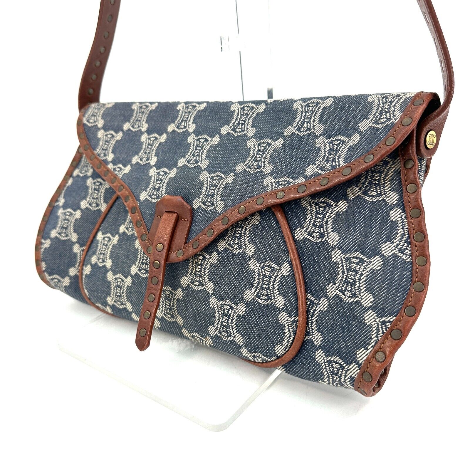 CELINE Shoulder Bag Denim Paris Macadam
