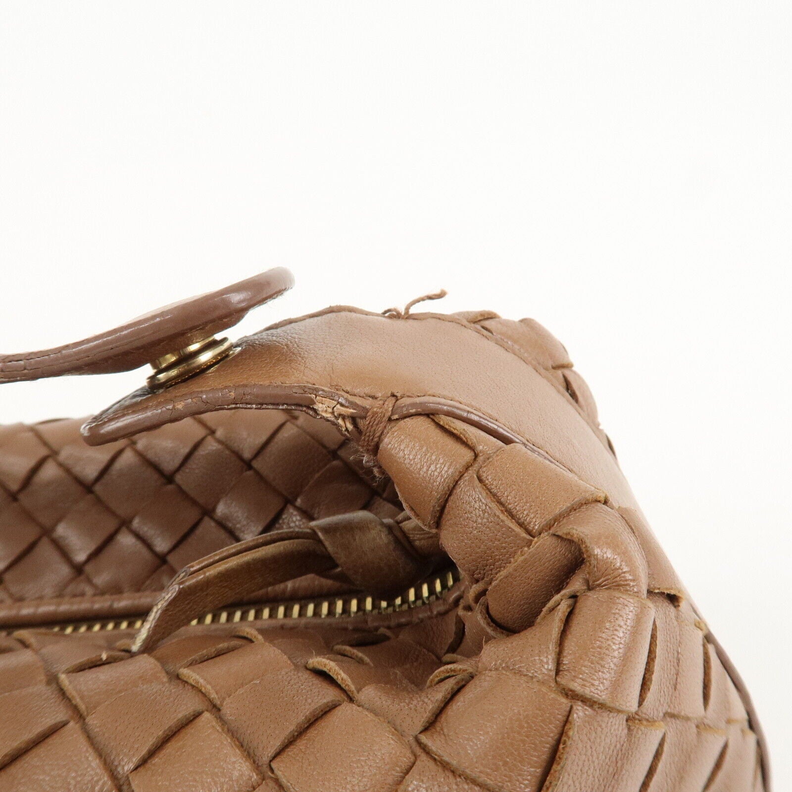 Bottega Veneta Intrecciato Leather Gold Hand Bag