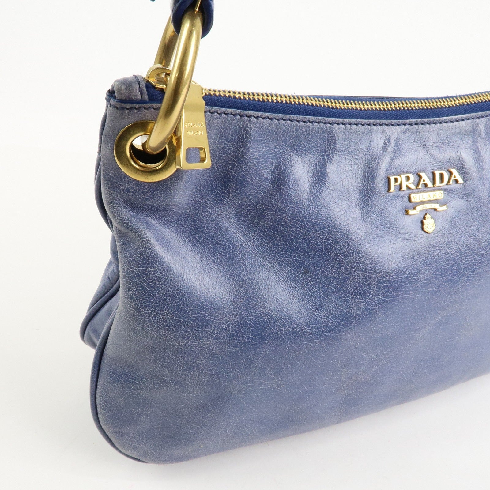 Prada Light Blue Leather Hand Bag