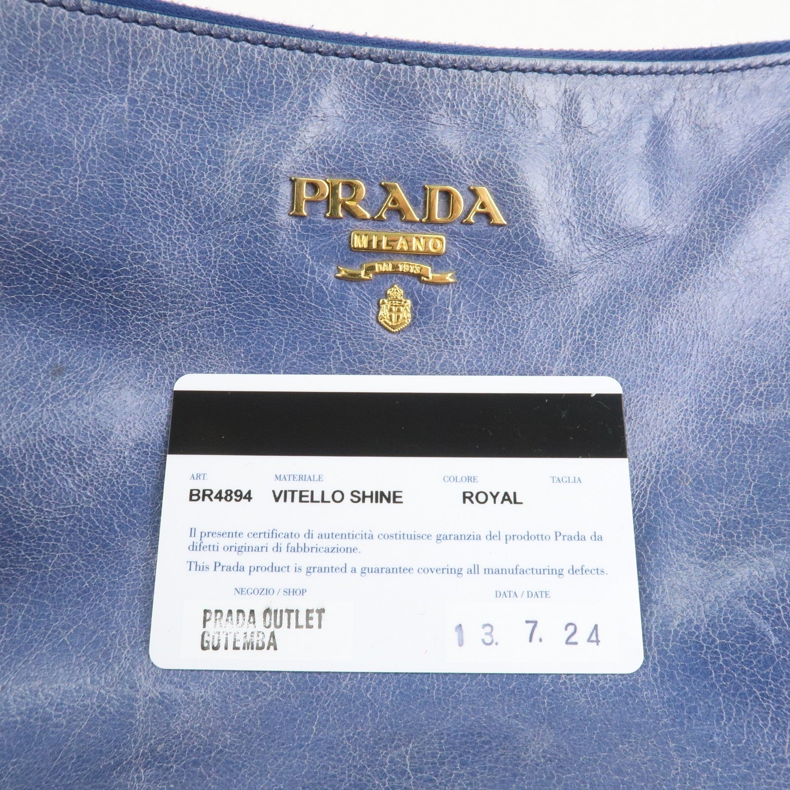 Prada Light Blue Leather Hand Bag