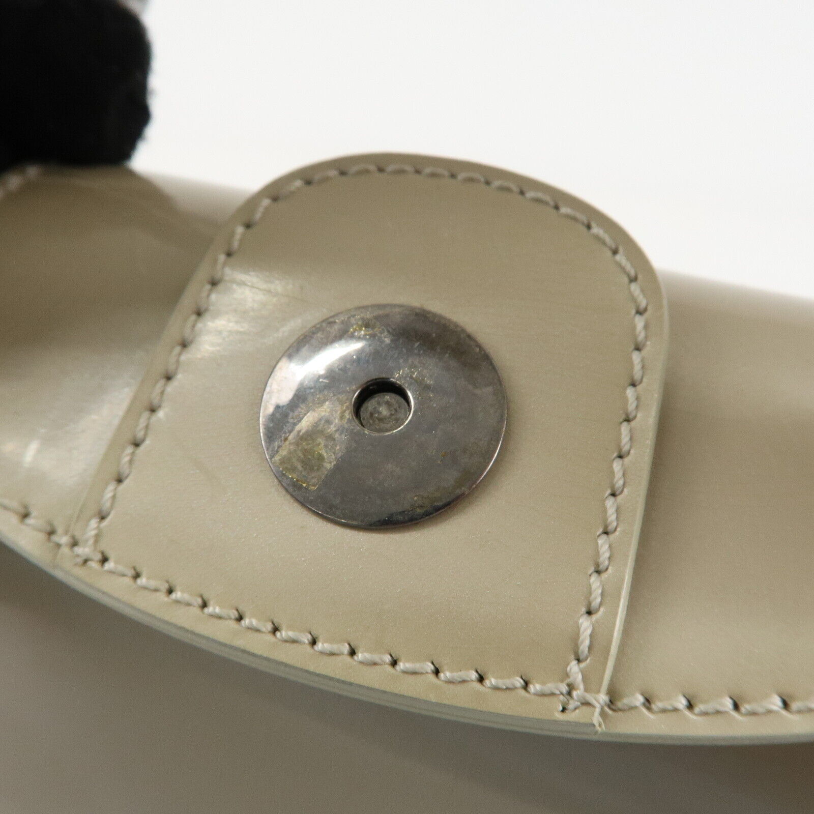 Christian Dior Maris Pearl Patent Leather Tote Bag Beige