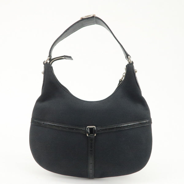 Gucci Interlocking G Canvas Leather One Shoulder Black Bag