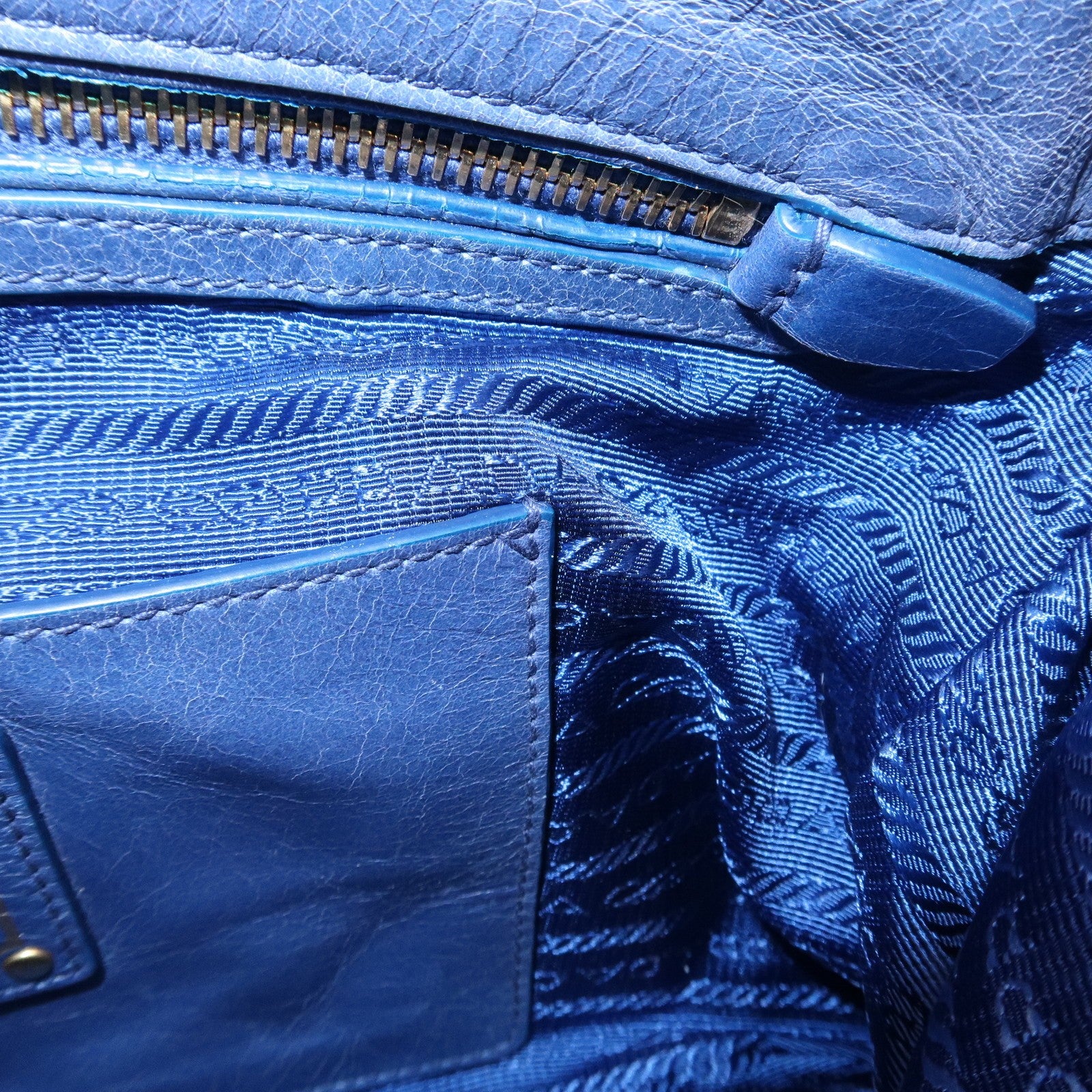 Prada Light Blue Leather Hand Bag