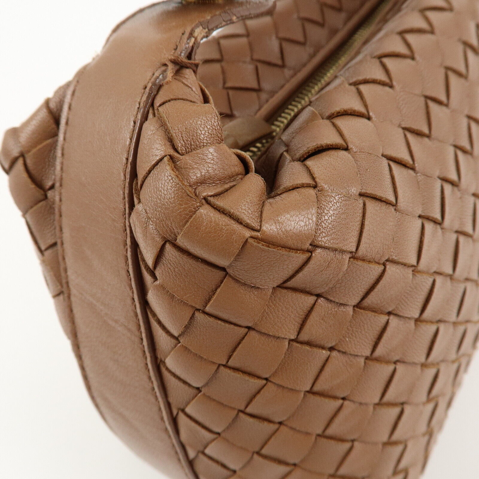 Bottega Veneta Intrecciato Leather Gold Hand Bag