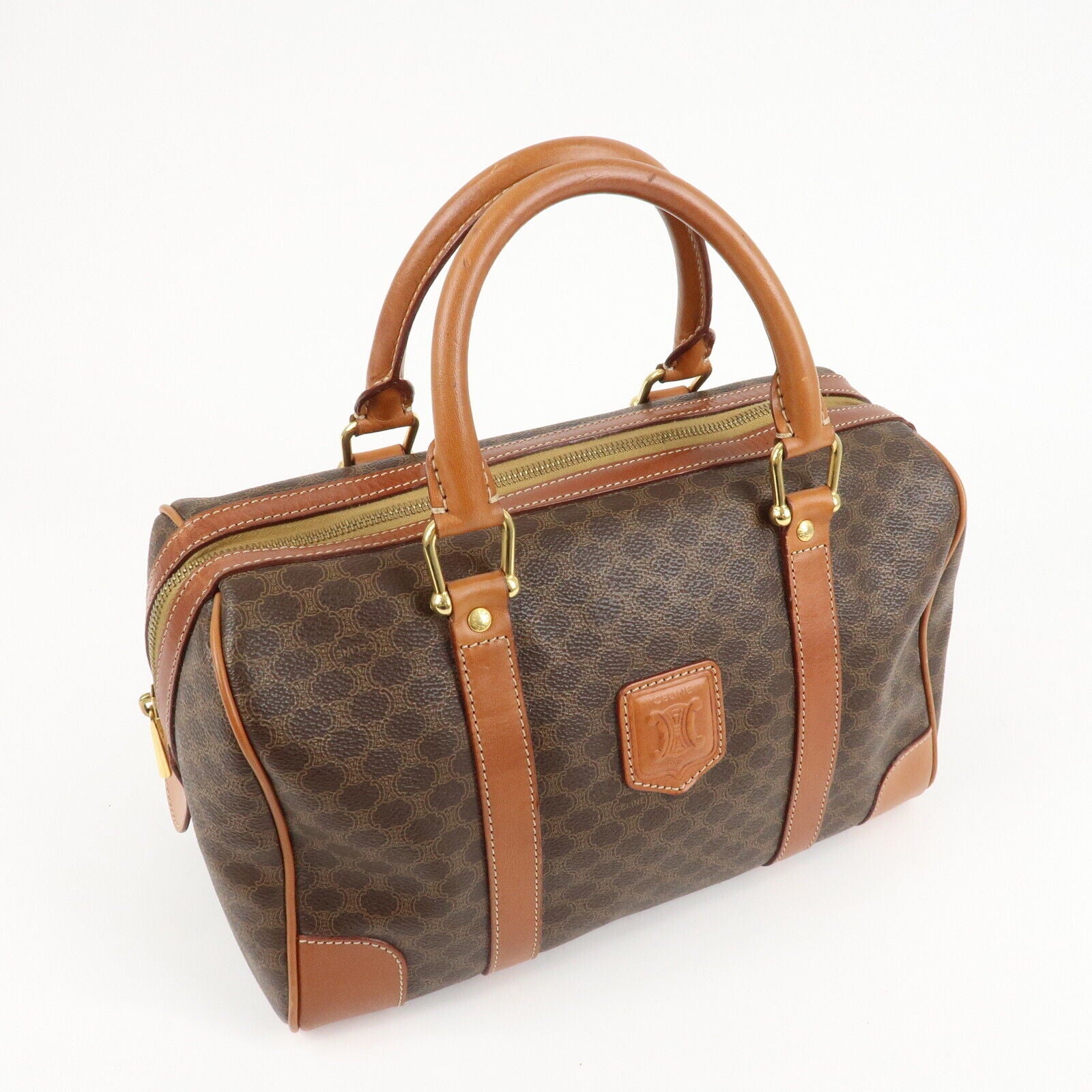 Celine Macadam PVC Leather Boston Bag - Brown