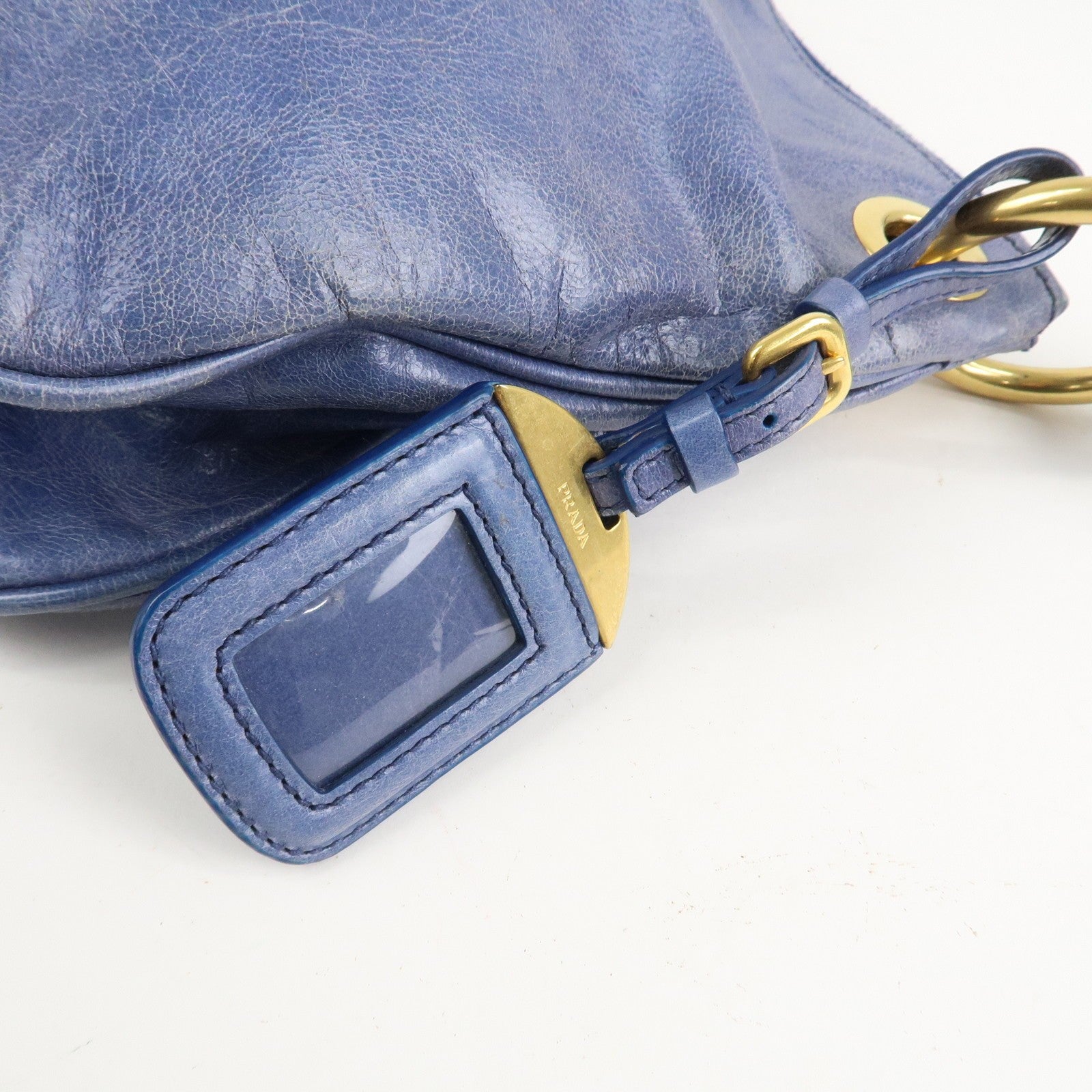 Prada Light Blue Leather Hand Bag