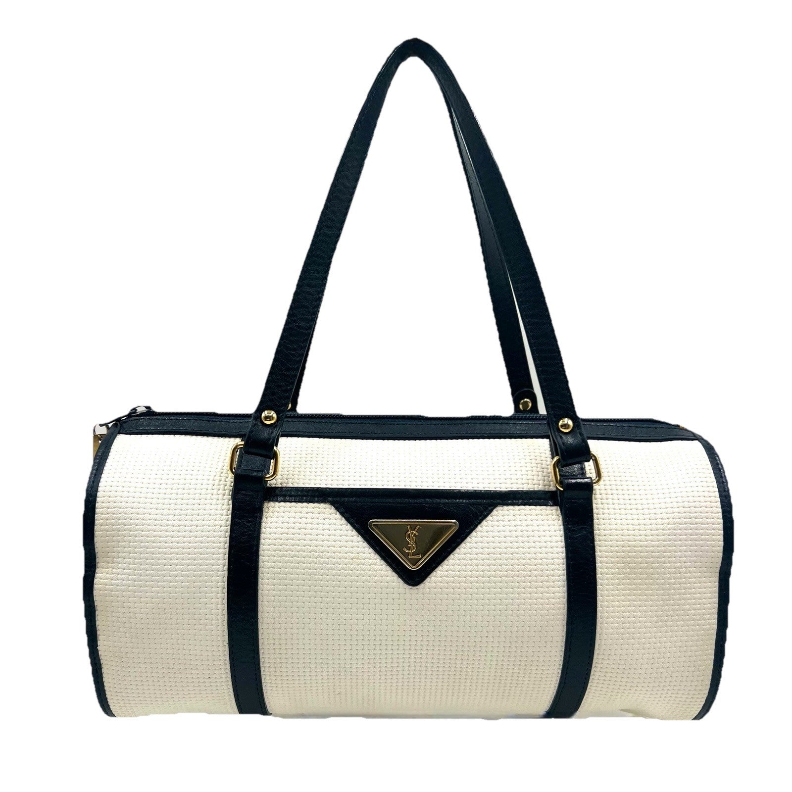YVES SAINT LAURENT YSL Vintage Hand Bag - White, PVC & Leather