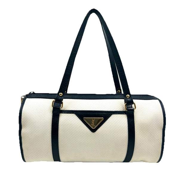 YVES SAINT LAURENT YSL Vintage Hand Bag - White, PVC & Leather