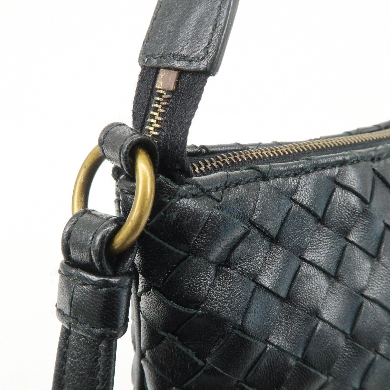 Bottega Veneta Intrecciato Leather Shoulder Bag - Black