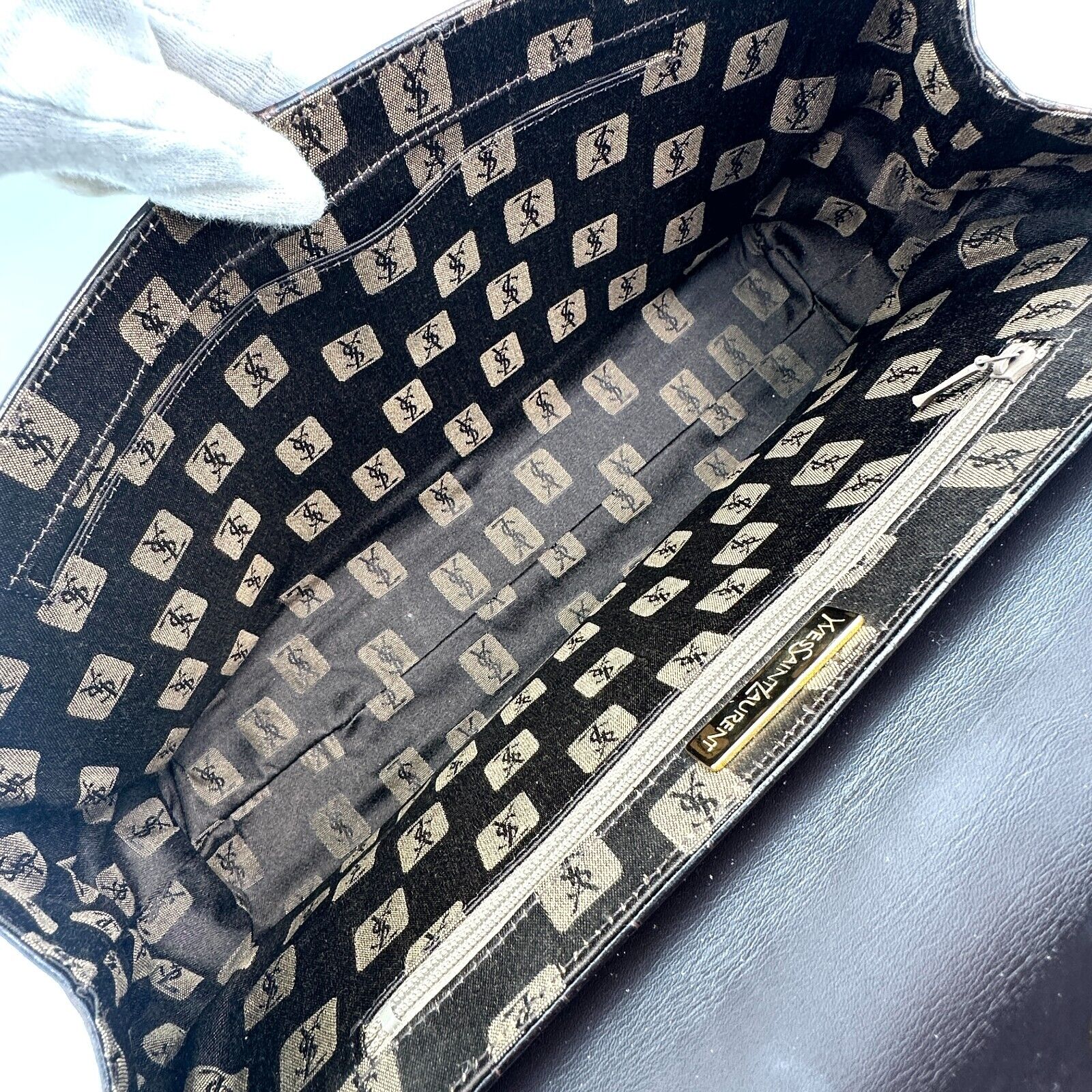 Yves Saint Laurent YSL Vintage Black Leather Toto Handbag