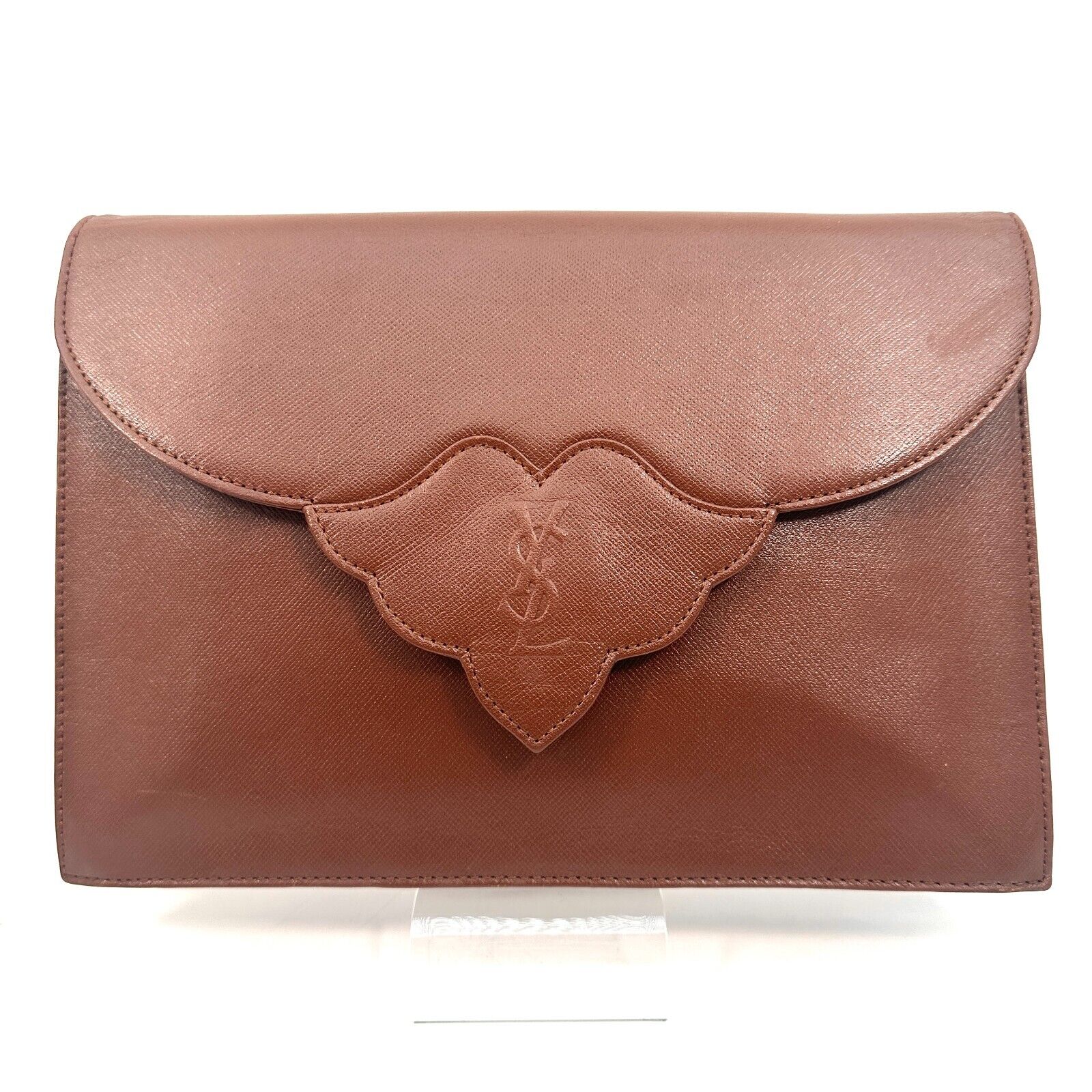 YVES SAINT LAURENT Vintage Clutch Hand Bag Leather