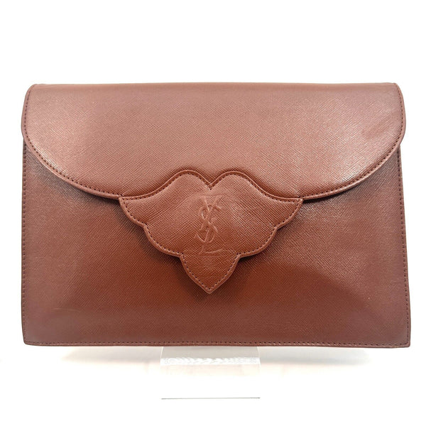 YVES SAINT LAURENT Vintage Clutch Hand Bag Leather 